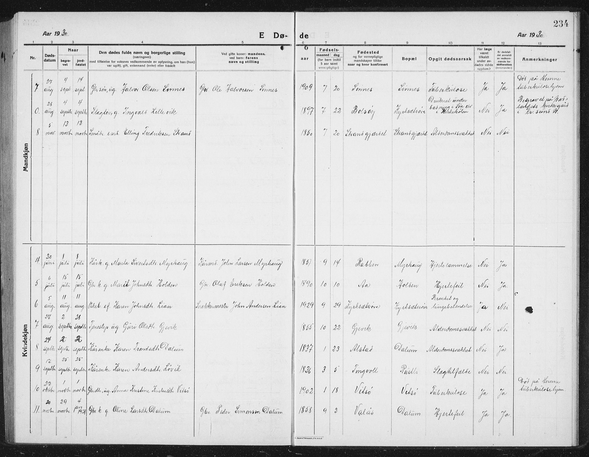 Ministerialprotokoller, klokkerbøker og fødselsregistre - Sør-Trøndelag, SAT/A-1456/630/L0506: Parish register (copy) no. 630C04, 1914-1933, p. 234
