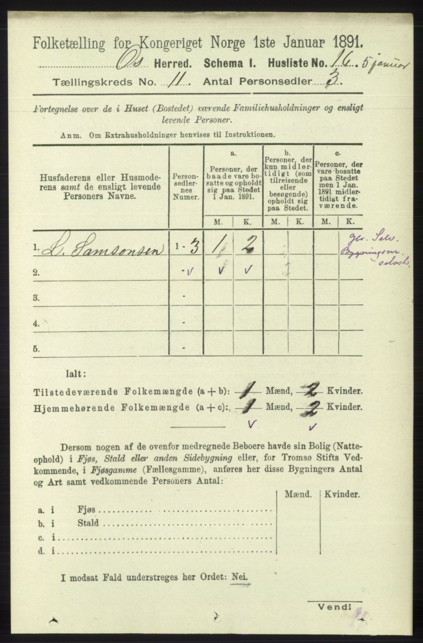 RA, 1891 census for 1243 Os, 1891, p. 2562