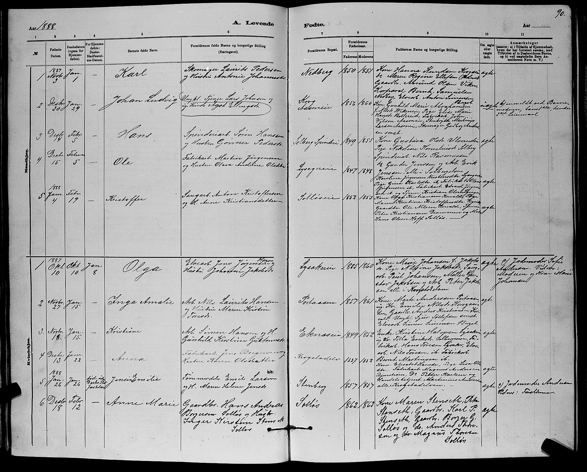 Nedre Eiker kirkebøker, AV/SAKO-A-612/G/Ga/L0002: Parish register (copy) no. 2, 1880-1896, p. 90