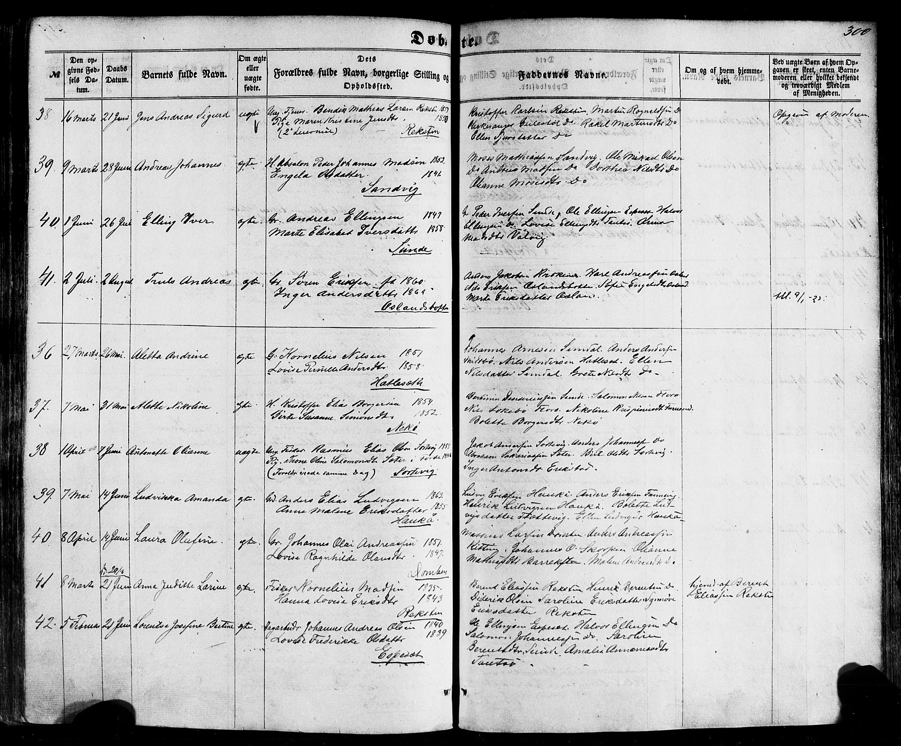 Kinn sokneprestembete, SAB/A-80801/H/Haa/Haaa/L0006: Parish register (official) no. A 6, 1857-1885, p. 300
