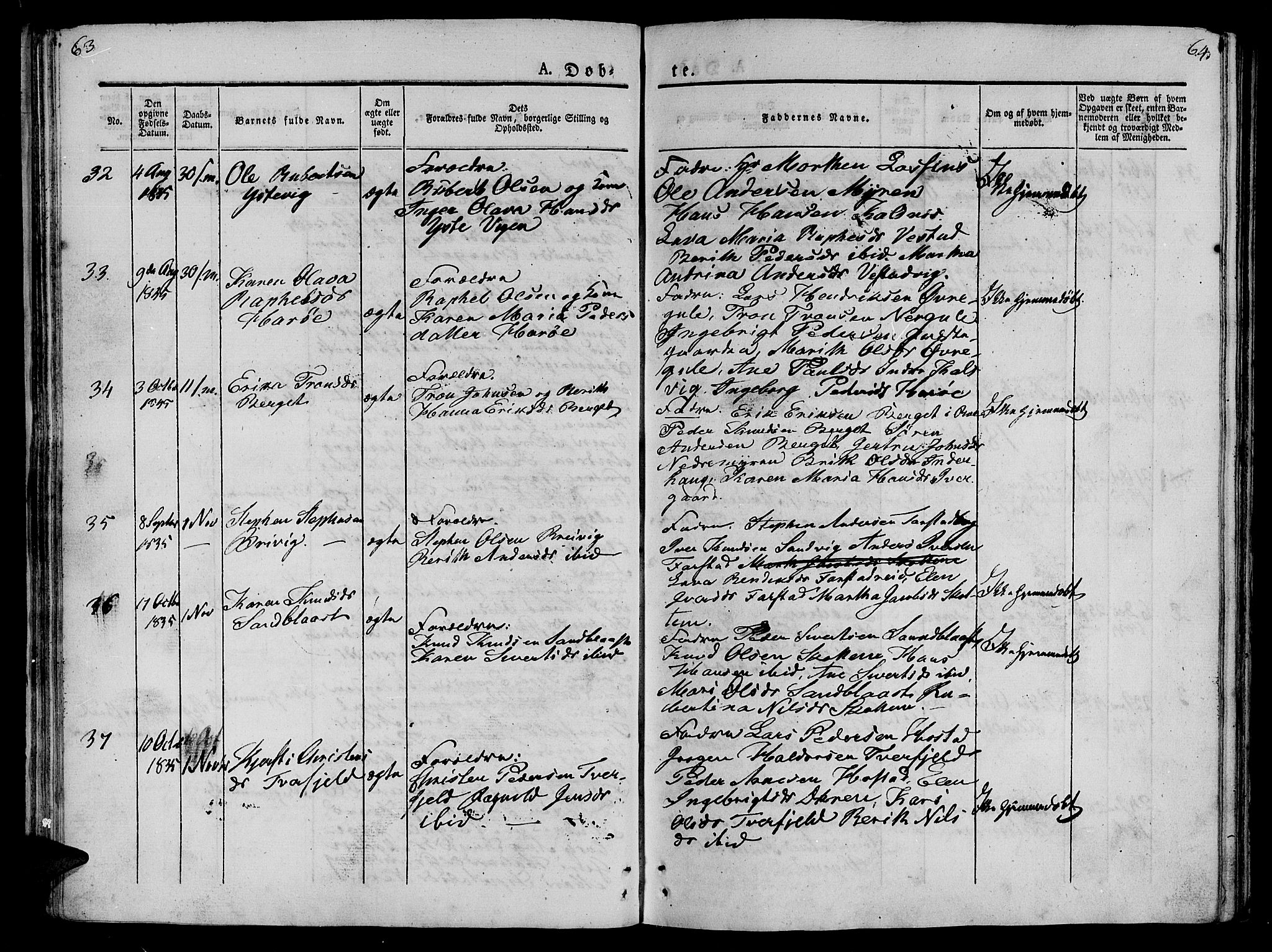 Ministerialprotokoller, klokkerbøker og fødselsregistre - Møre og Romsdal, AV/SAT-A-1454/566/L0765: Parish register (official) no. 566A04, 1829-1841, p. 63-64