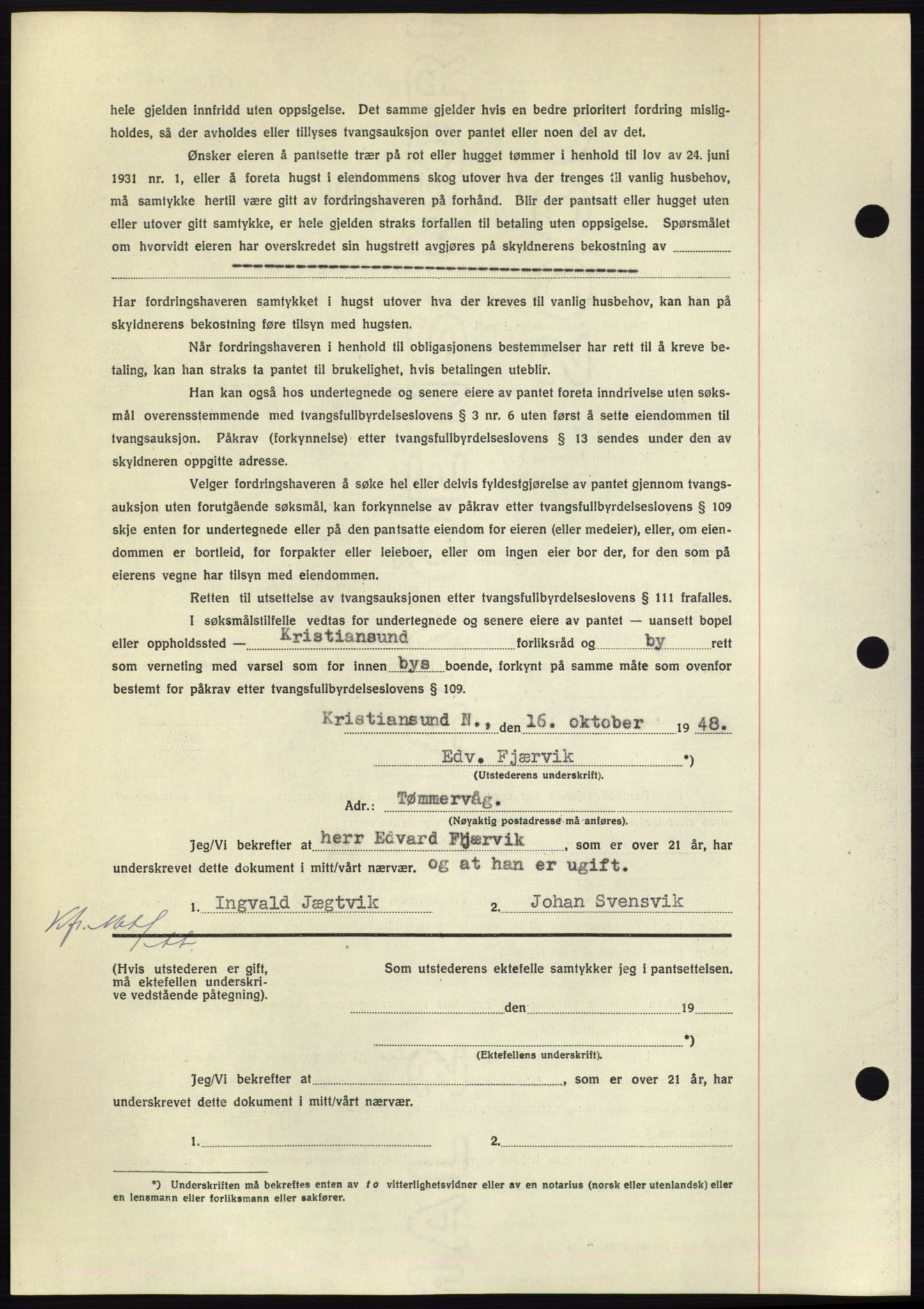 Nordmøre sorenskriveri, AV/SAT-A-4132/1/2/2Ca: Mortgage book no. B99, 1948-1948, Diary no: : 3037/1948