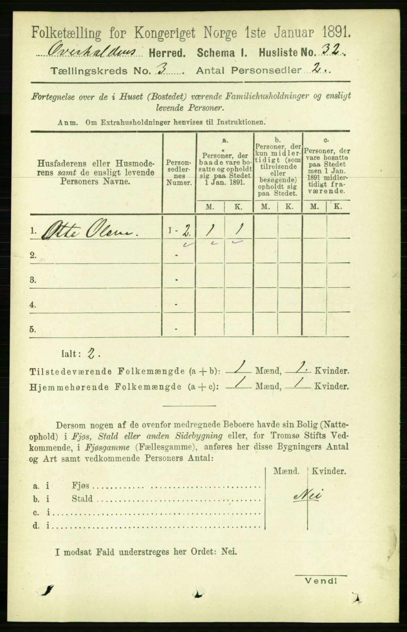 RA, 1891 census for 1744 Overhalla, 1891, p. 743