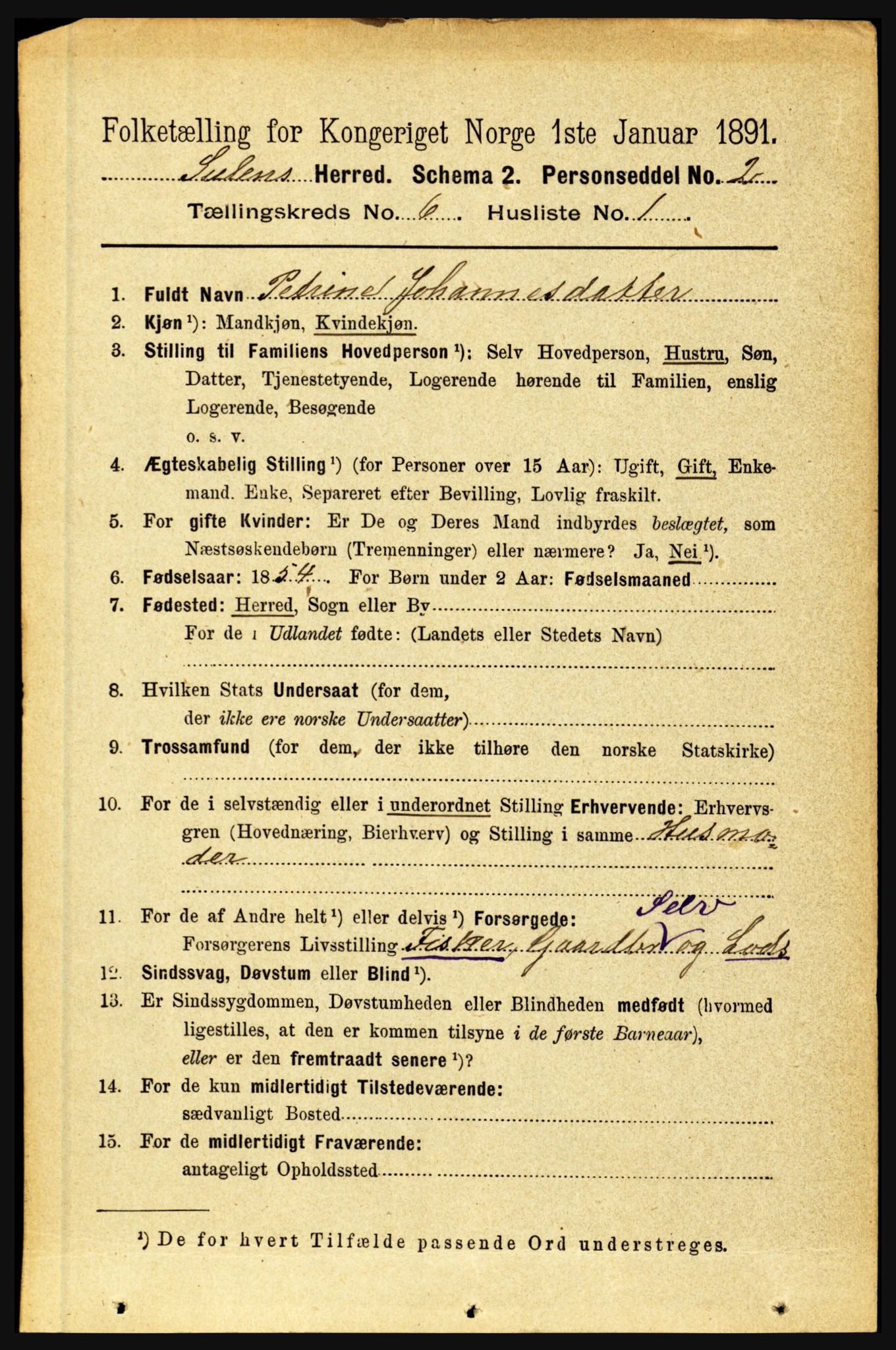 RA, 1891 census for 1412 Solund, 1891, p. 2015