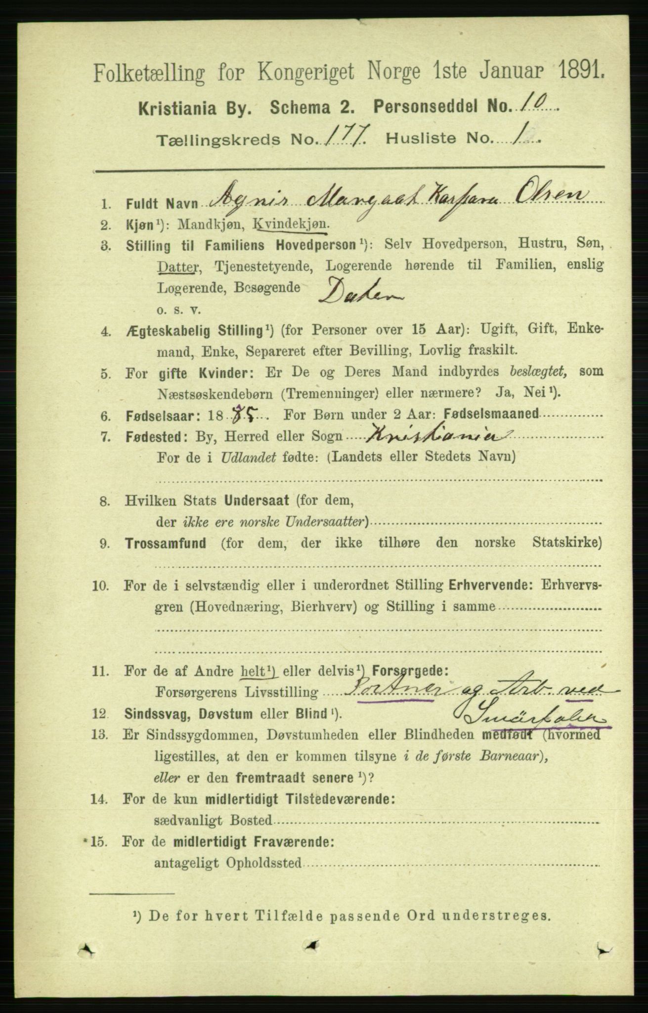 RA, 1891 census for 0301 Kristiania, 1891, p. 106385