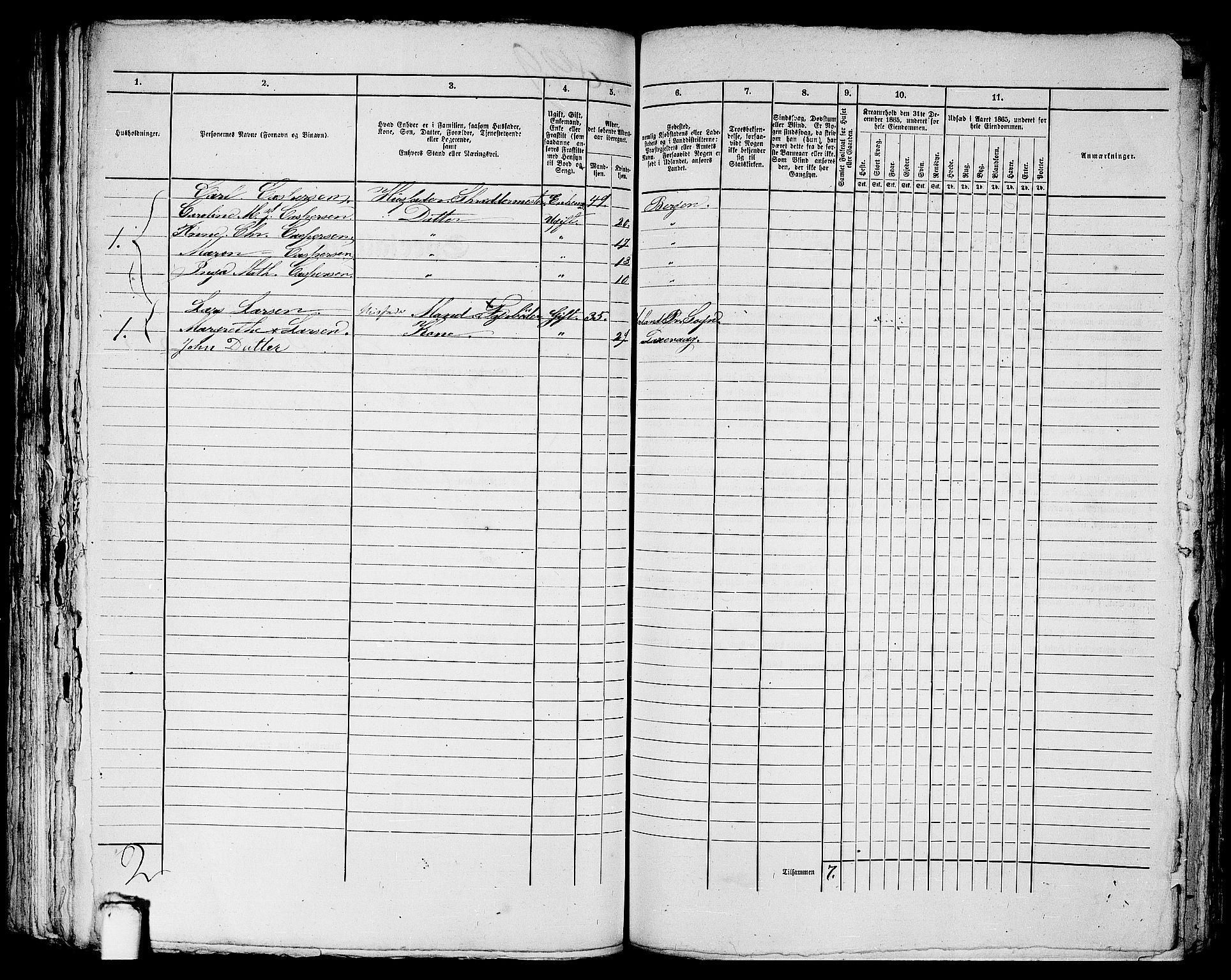 RA, 1865 census for Bergen, 1865, p. 1722