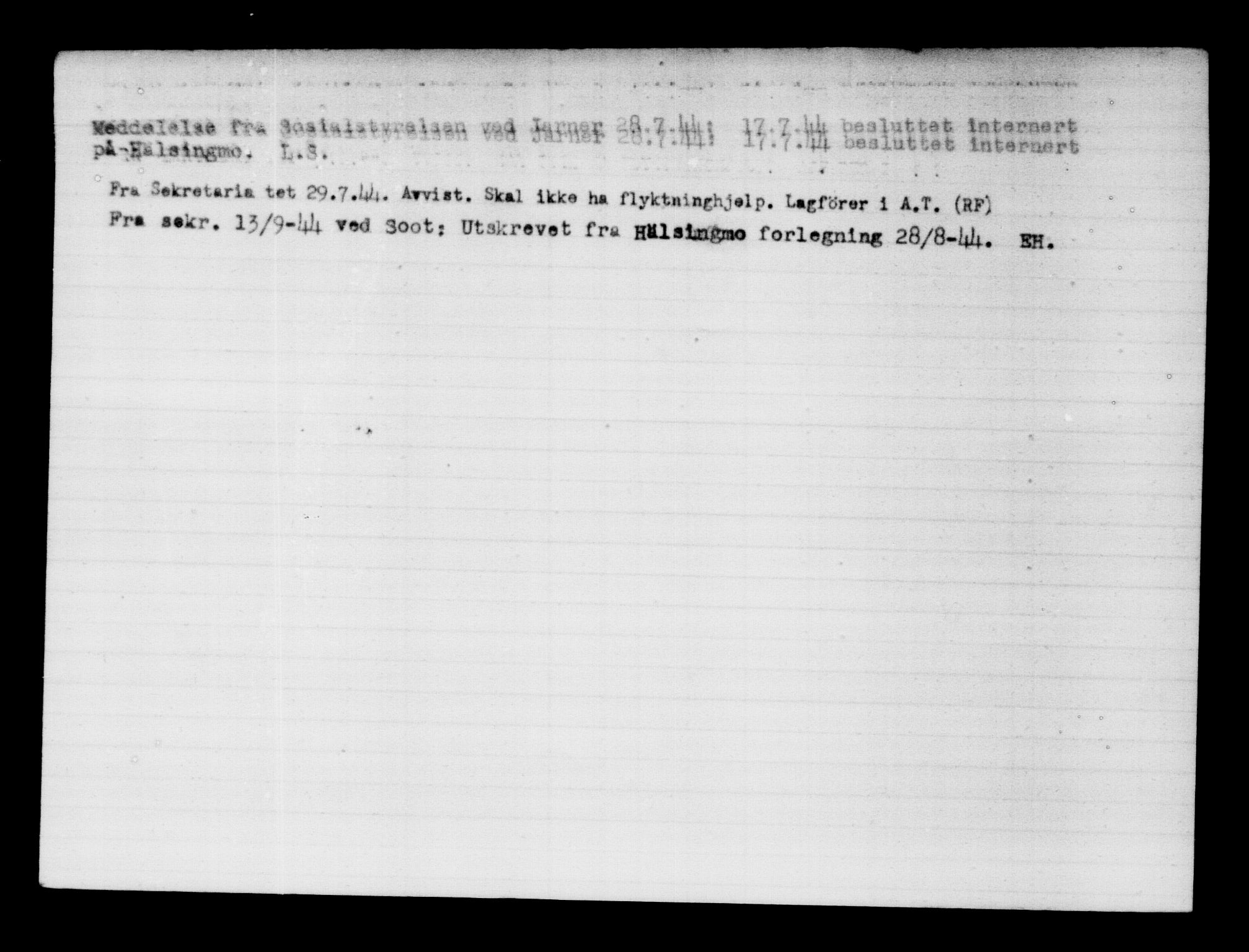 Utenriksstasjonene, Legasjonen i Stockholm, Flyktningkontoret, AV/RA-S-6753/V/Va/L0011: Kjesäterkartoteket, flyktninger med registreringsnr. 25300-28349, 1940-1945, p. 2658