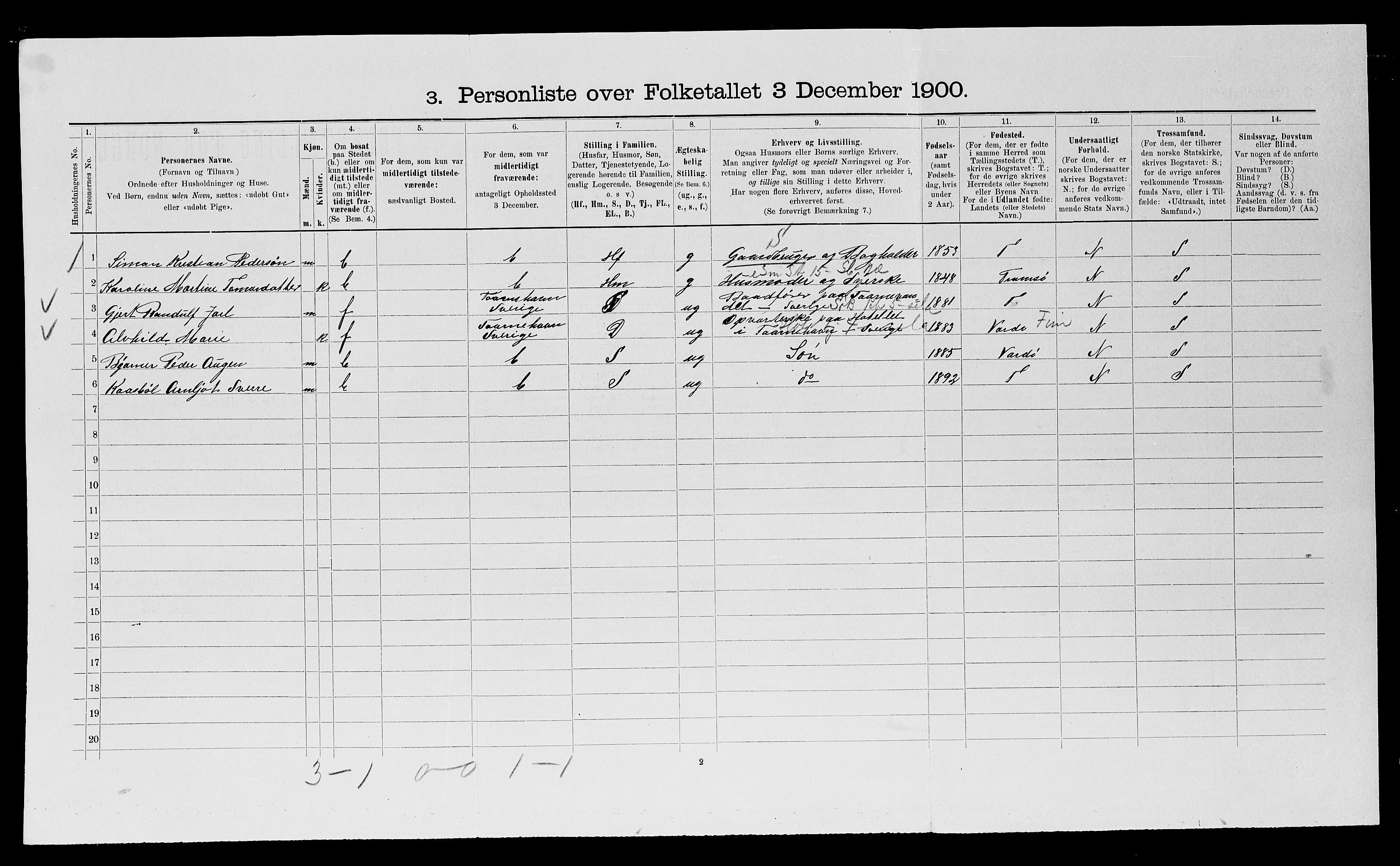 SATØ, 1900 census for Ibestad, 1900, p. 465