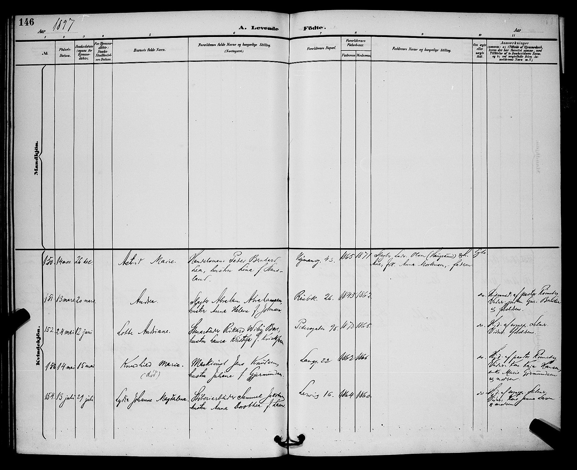 St. Johannes sokneprestkontor, AV/SAST-A-101814/001/30/30BB/L0003: Parish register (copy) no. B 3, 1893-1900, p. 146