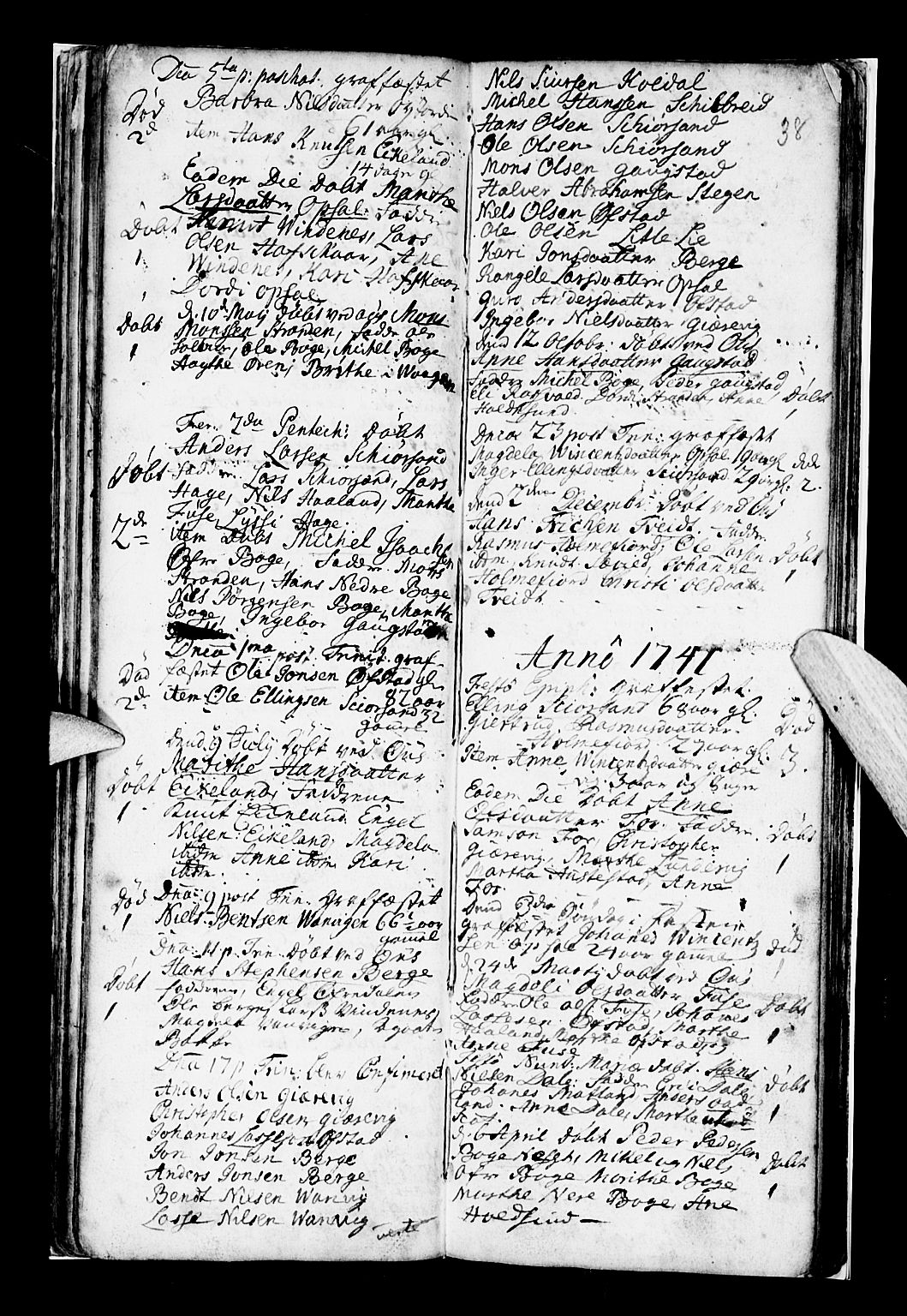 Os sokneprestembete, AV/SAB-A-99929: Parish register (official) no. A 7, 1723-1760, p. 38