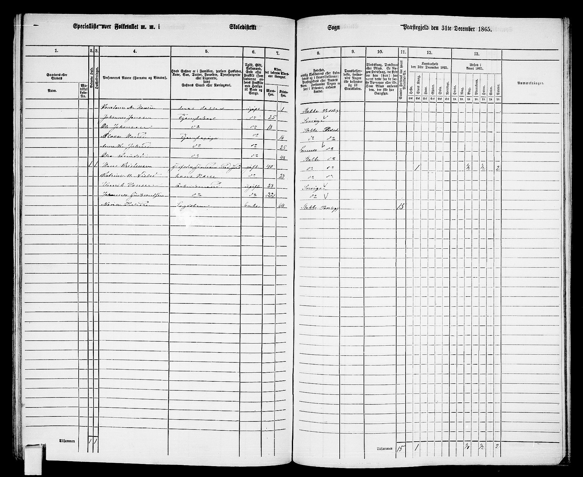 RA, 1865 census for Stokke, 1865, p. 151