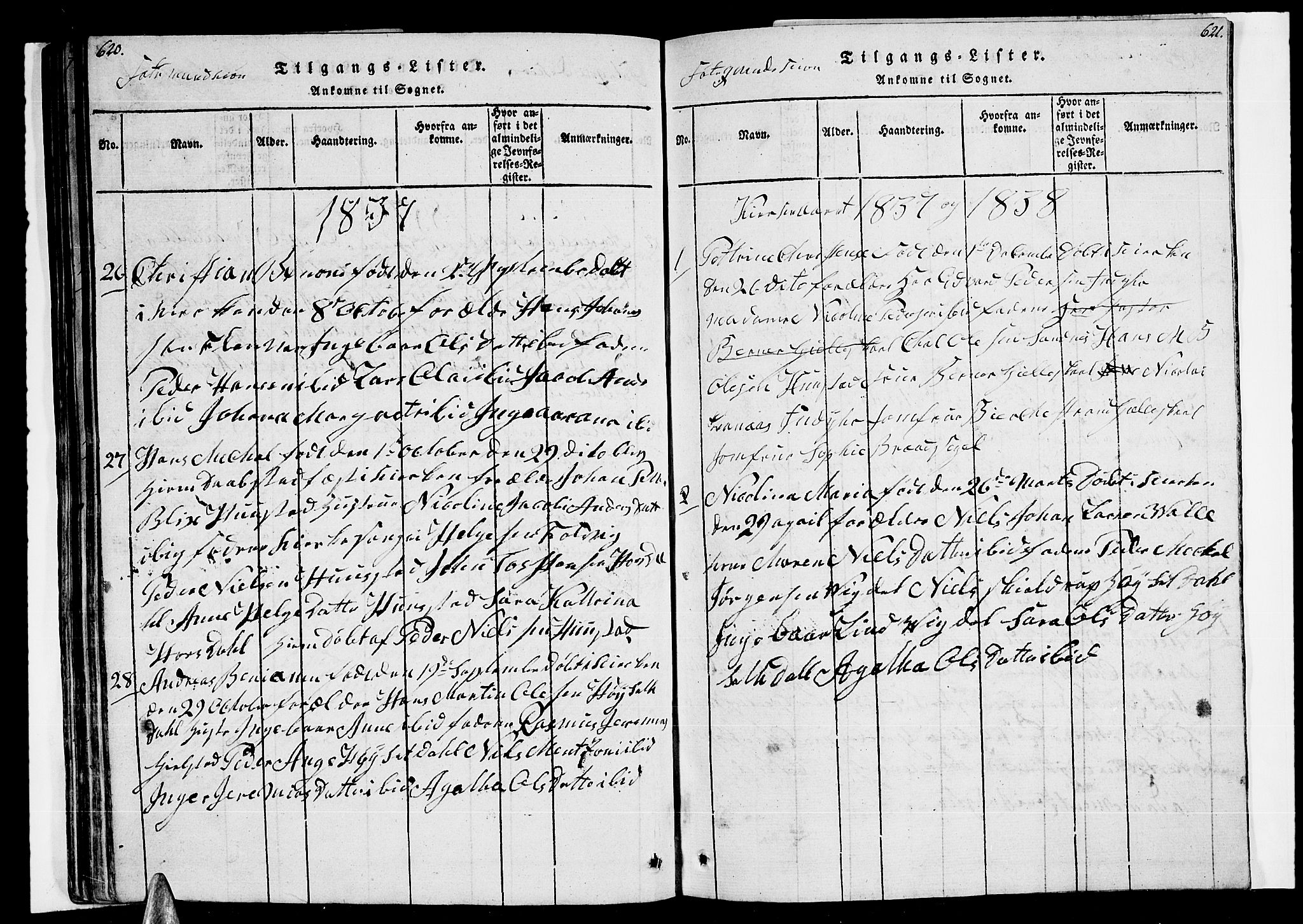 Ministerialprotokoller, klokkerbøker og fødselsregistre - Nordland, AV/SAT-A-1459/805/L0105: Parish register (copy) no. 805C01, 1820-1839, p. 620-621