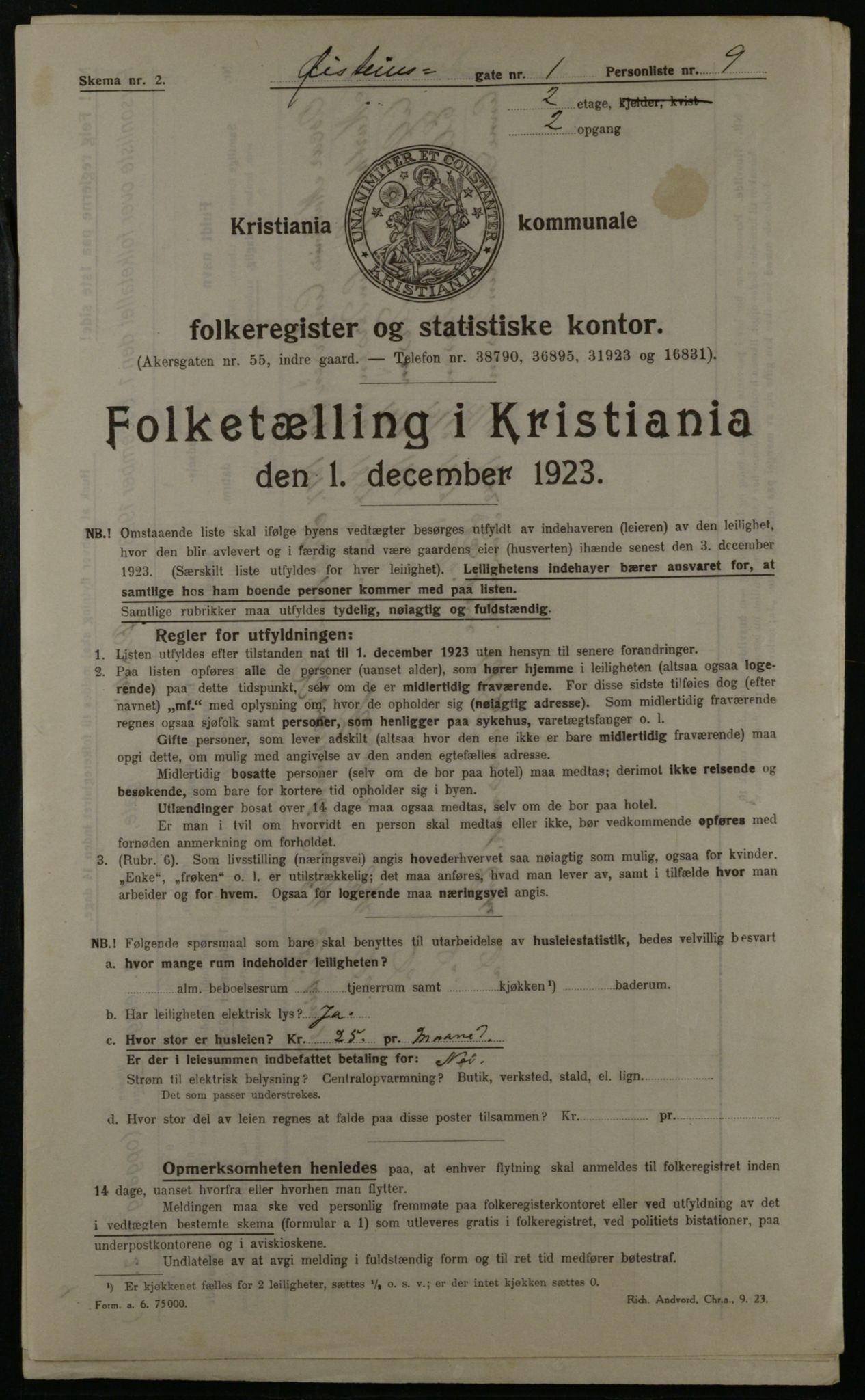 OBA, Municipal Census 1923 for Kristiania, 1923, p. 36274