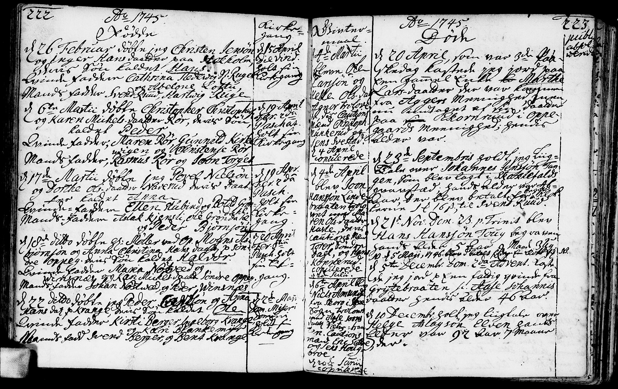 Nesodden prestekontor Kirkebøker, SAO/A-10013/F/Fa/L0001: Parish register (official) no. I 1, 1709-1749, p. 222-223