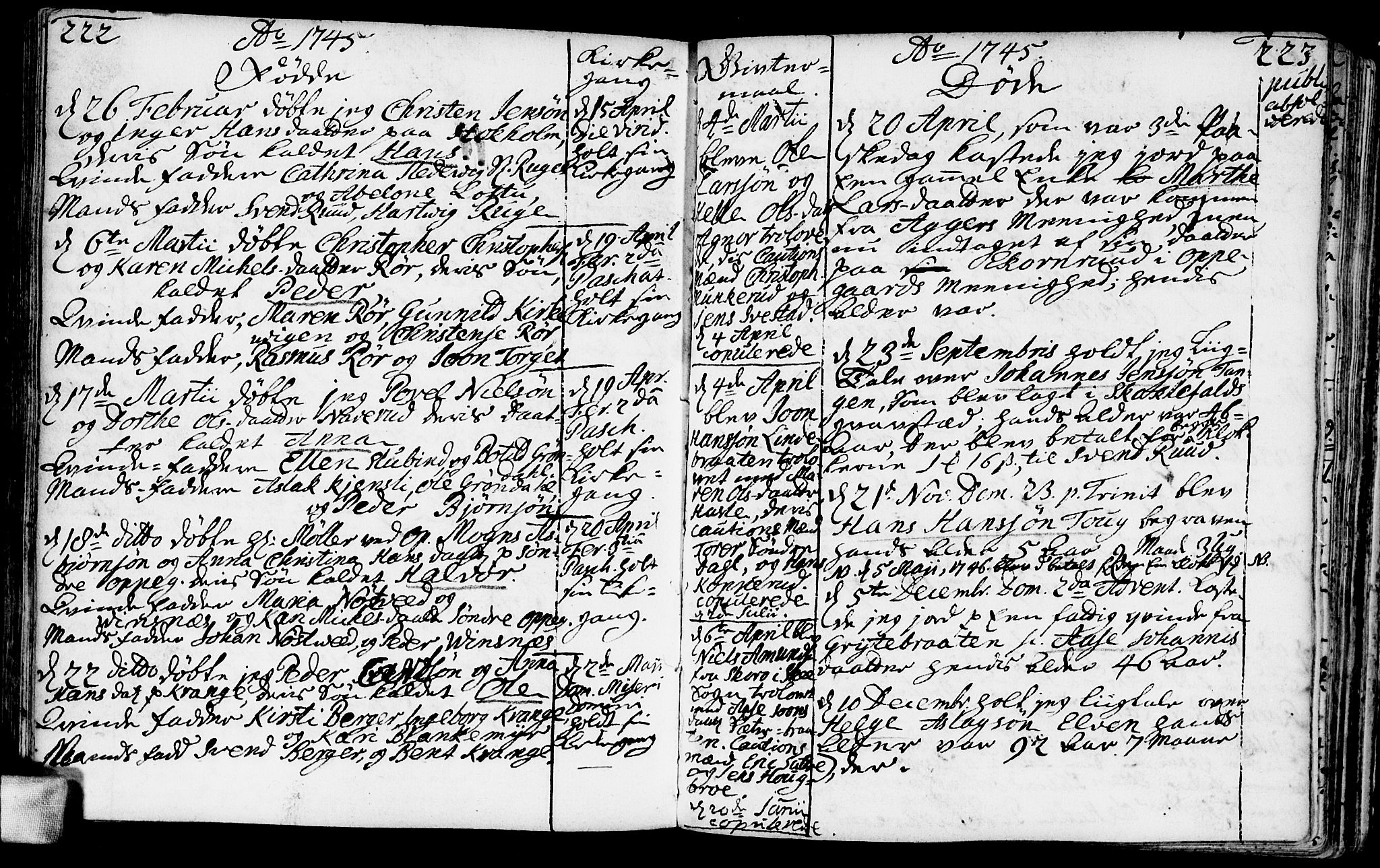 Nesodden prestekontor Kirkebøker, AV/SAO-A-10013/F/Fa/L0001: Parish register (official) no. I 1, 1709-1750, p. 222-223