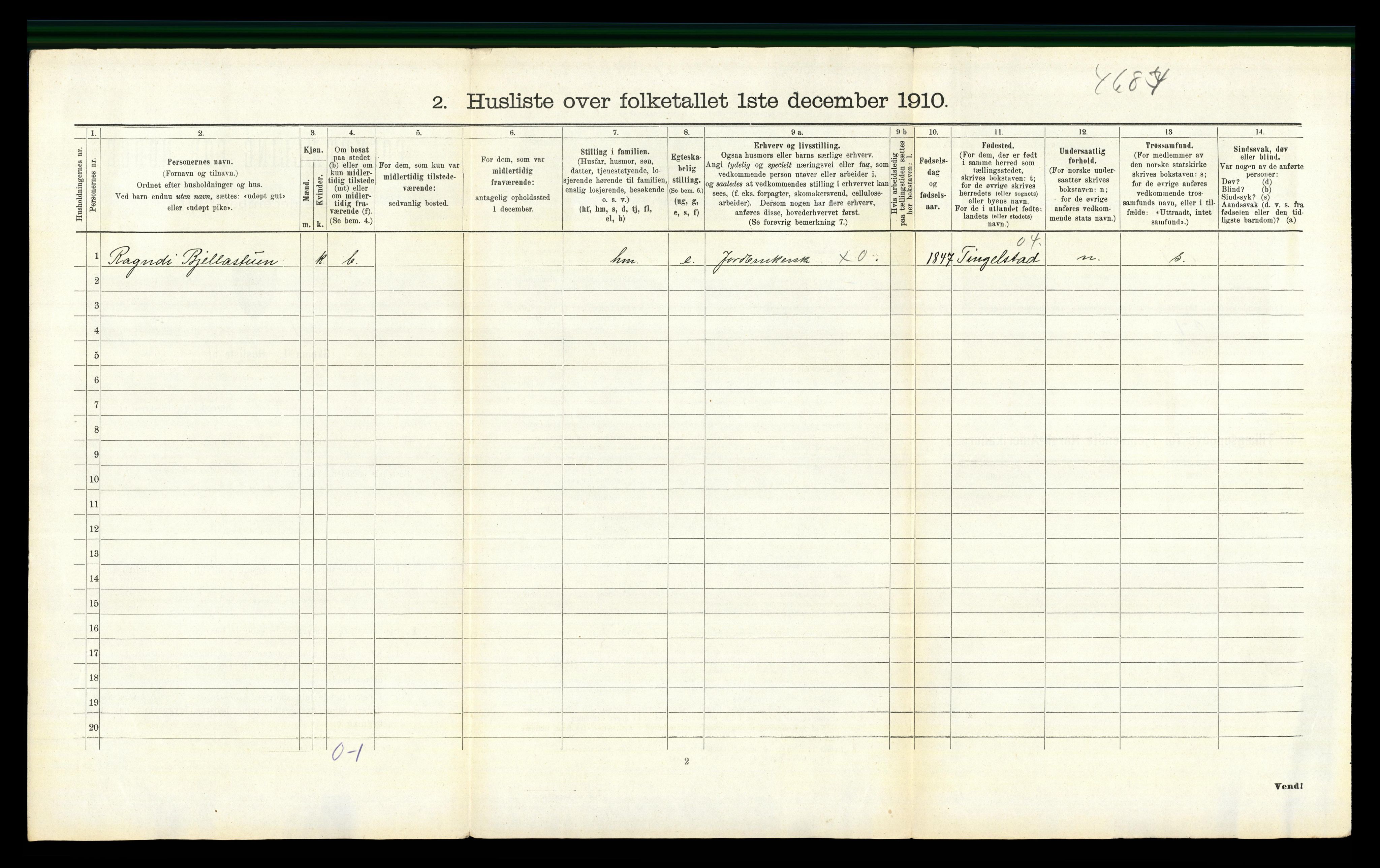 RA, 1910 census for Gran, 1910, p. 1434