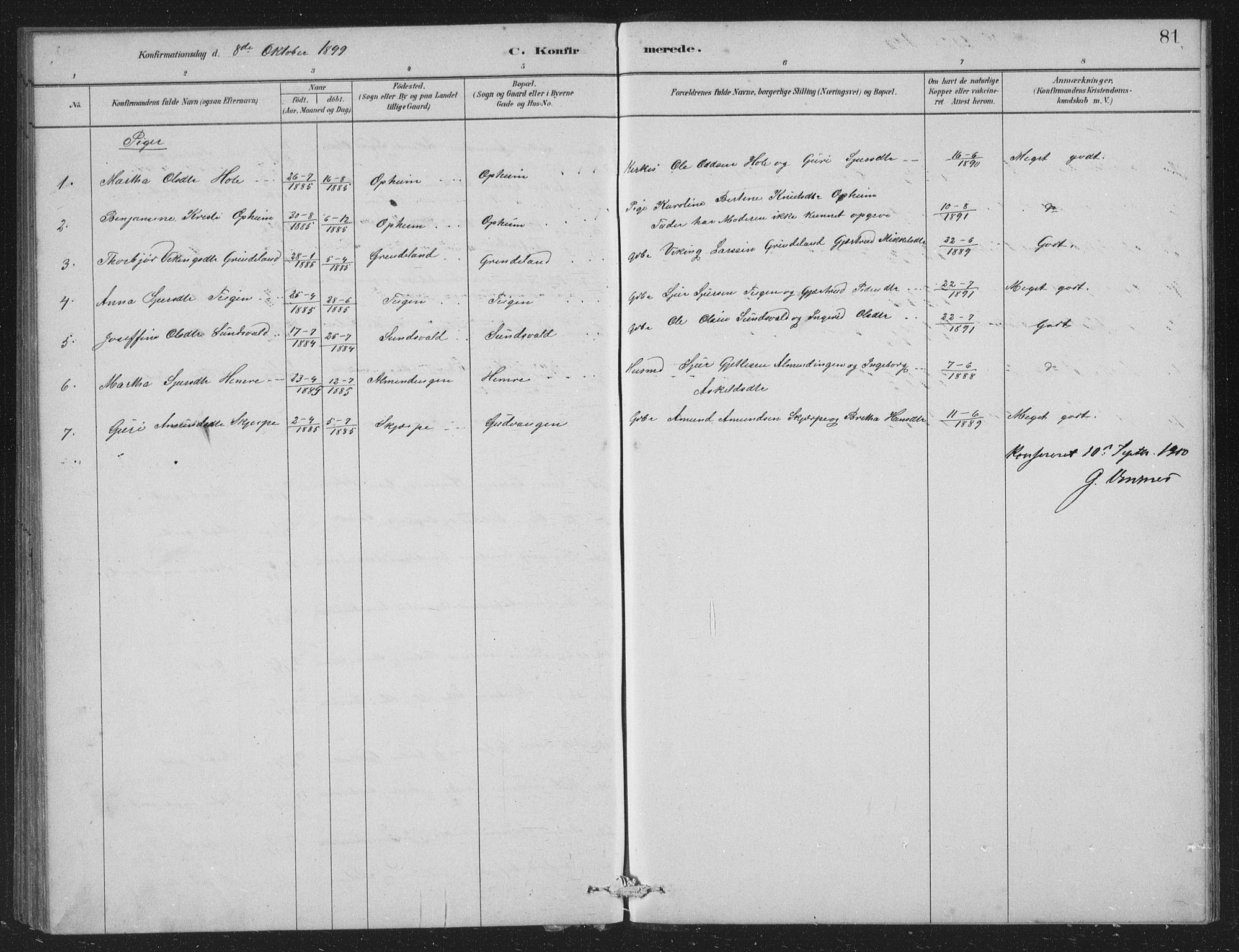 Vossestrand Sokneprestembete, AV/SAB-A-79101/H/Hab: Parish register (copy) no. A 2, 1880-1902, p. 81