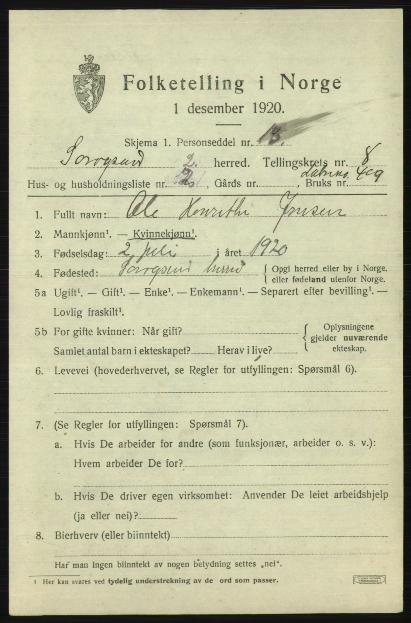 SATØ, 1920 census for Sørøysund rural district, 1920, p. 3282