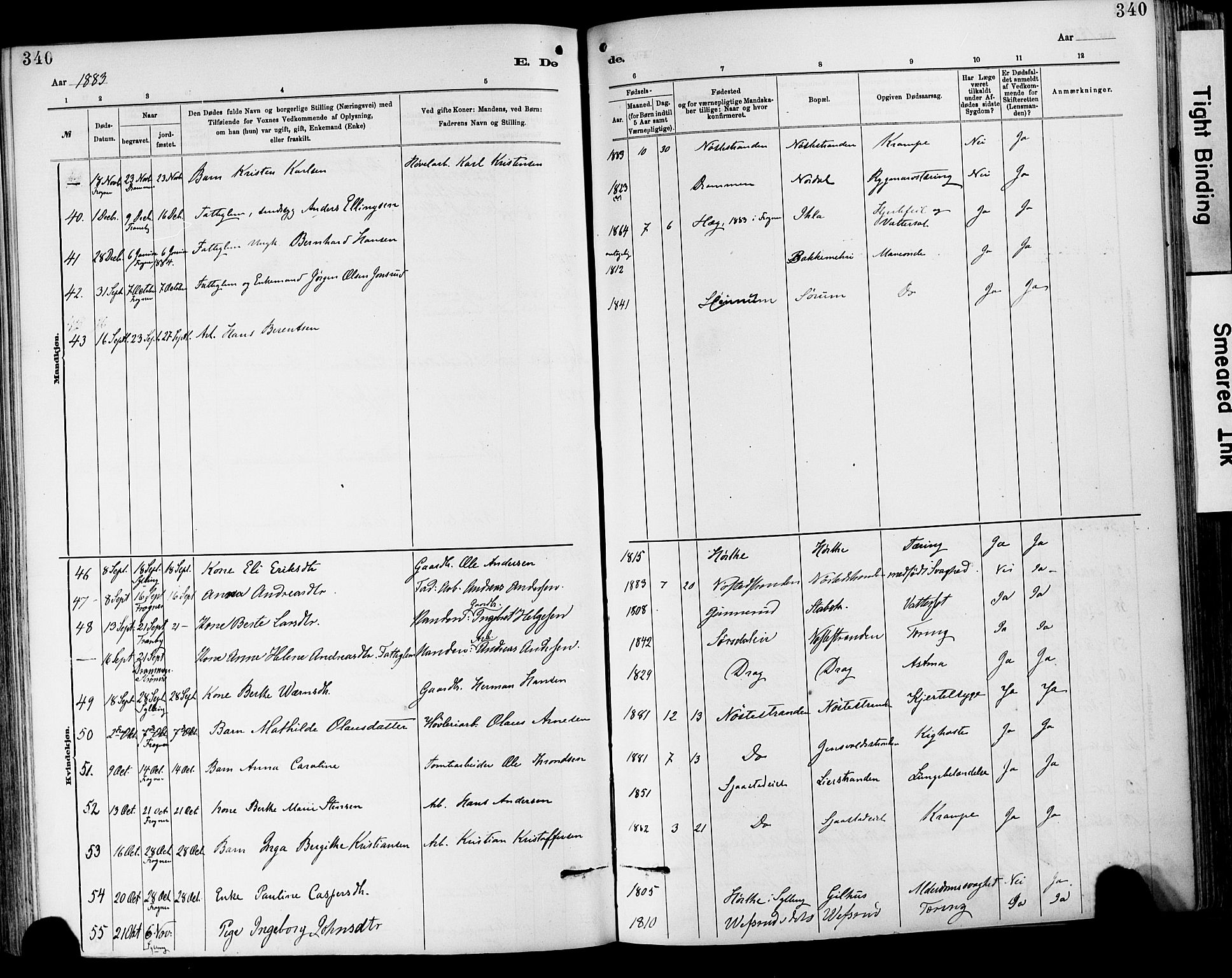 Lier kirkebøker, AV/SAKO-A-230/F/Fa/L0015: Parish register (official) no. I 15, 1883-1894, p. 340