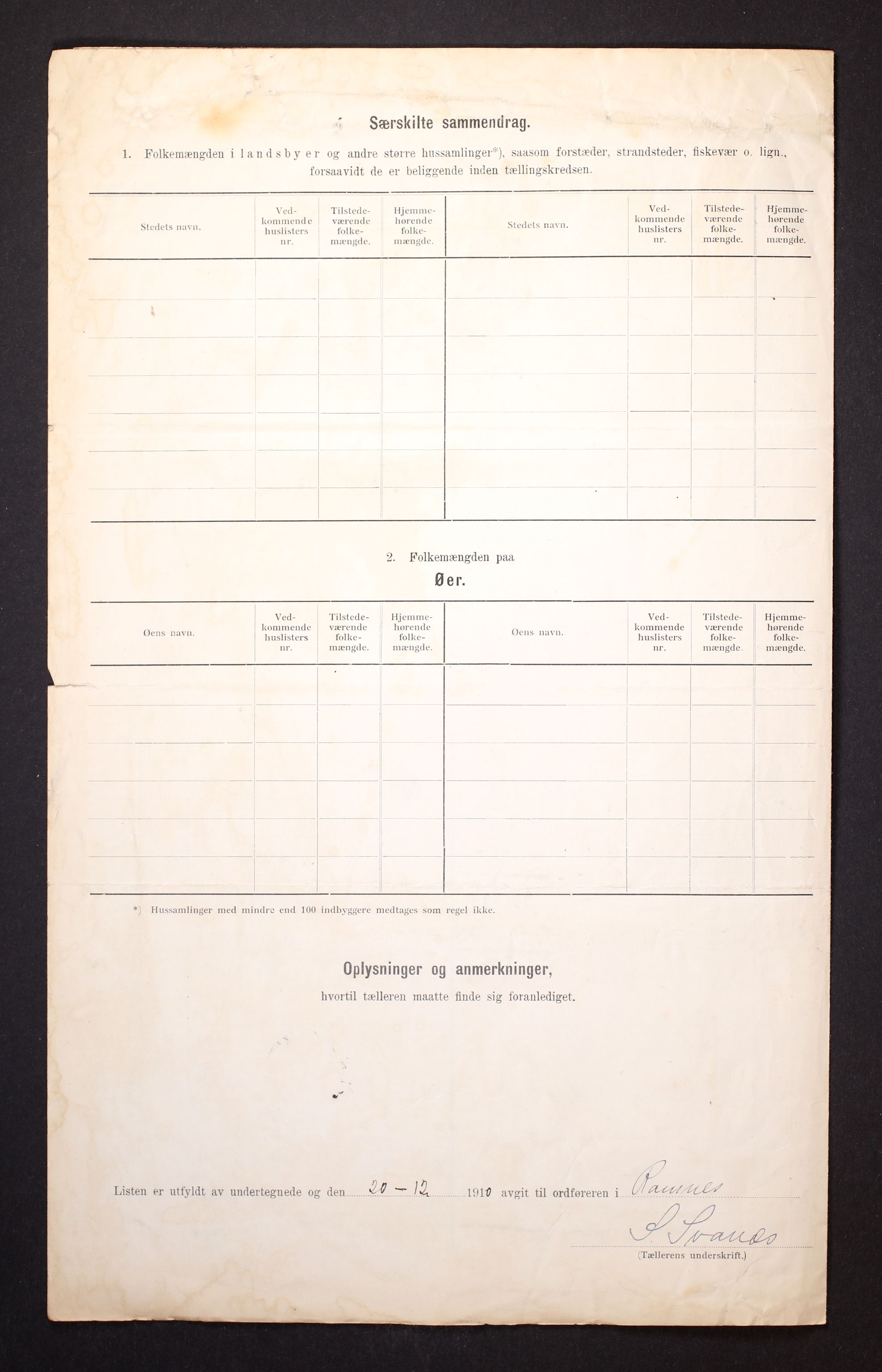 RA, 1910 census for Ramnes, 1910, p. 6