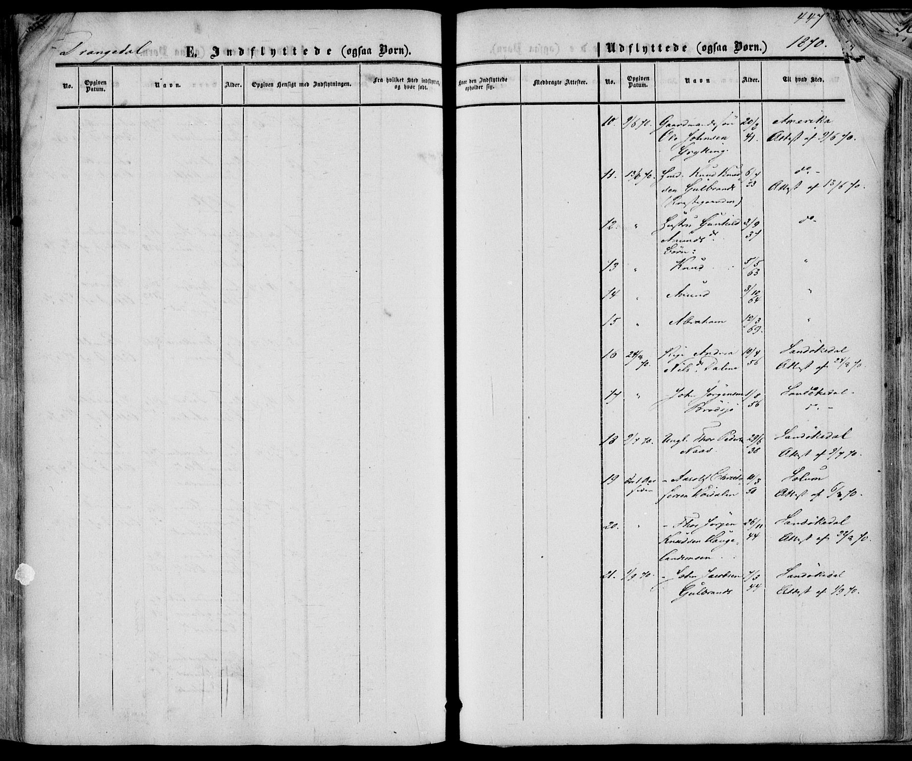 Drangedal kirkebøker, SAKO/A-258/F/Fa/L0008: Parish register (official) no. 8, 1857-1871, p. 447