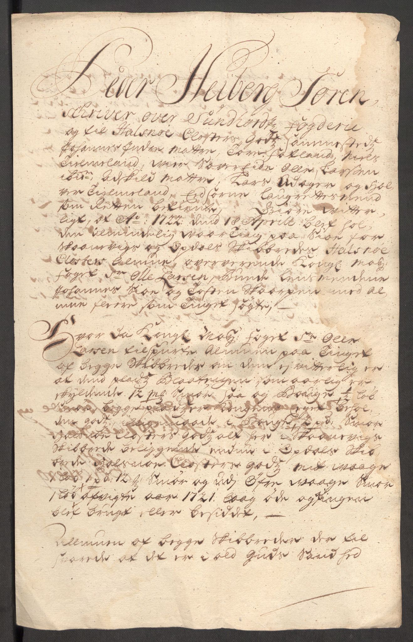 Rentekammeret inntil 1814, Reviderte regnskaper, Fogderegnskap, RA/EA-4092/R48/L3000: Fogderegnskap Sunnhordland og Hardanger, 1721, p. 397