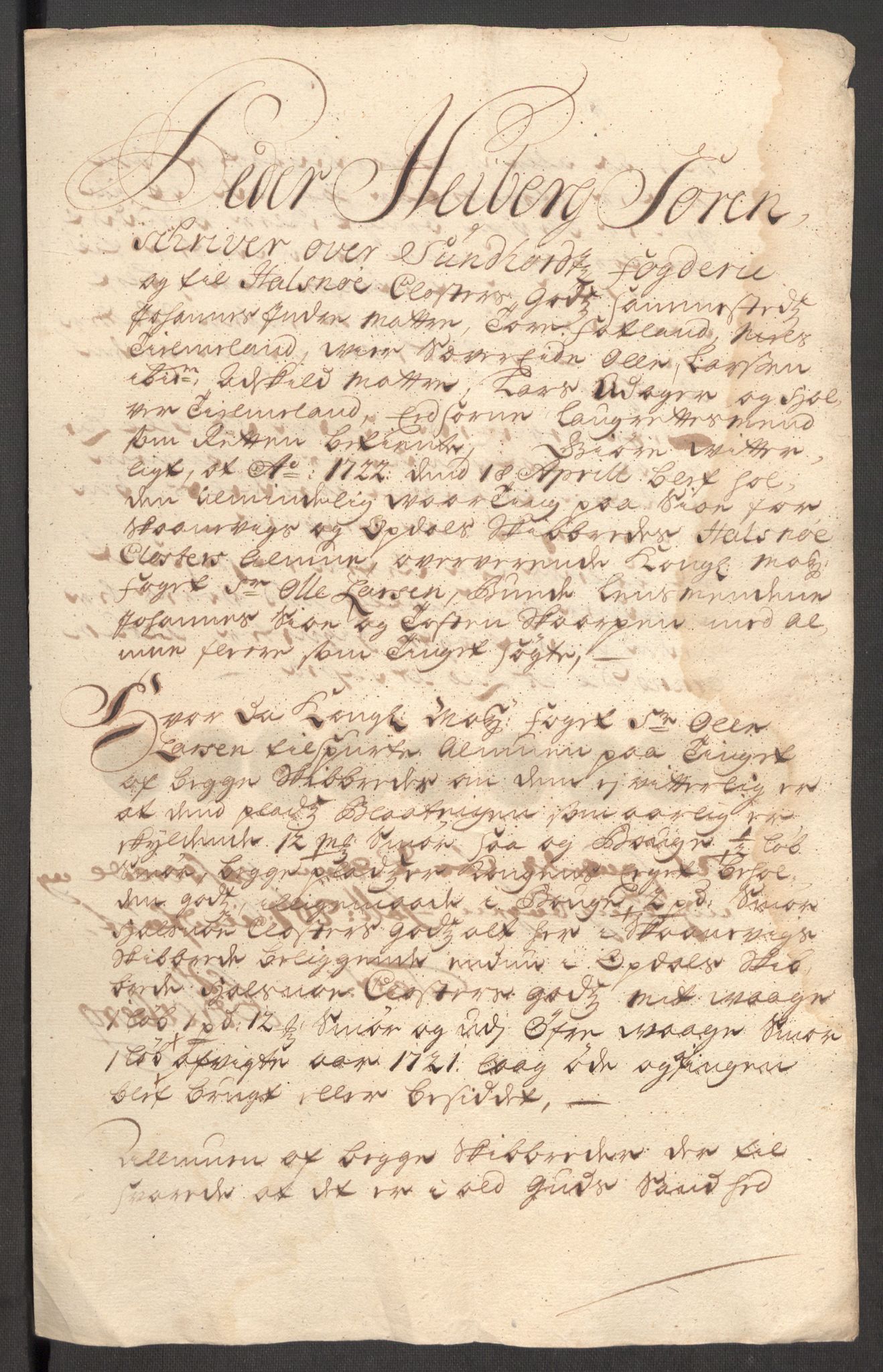 Rentekammeret inntil 1814, Reviderte regnskaper, Fogderegnskap, AV/RA-EA-4092/R48/L3000: Fogderegnskap Sunnhordland og Hardanger, 1721, p. 397