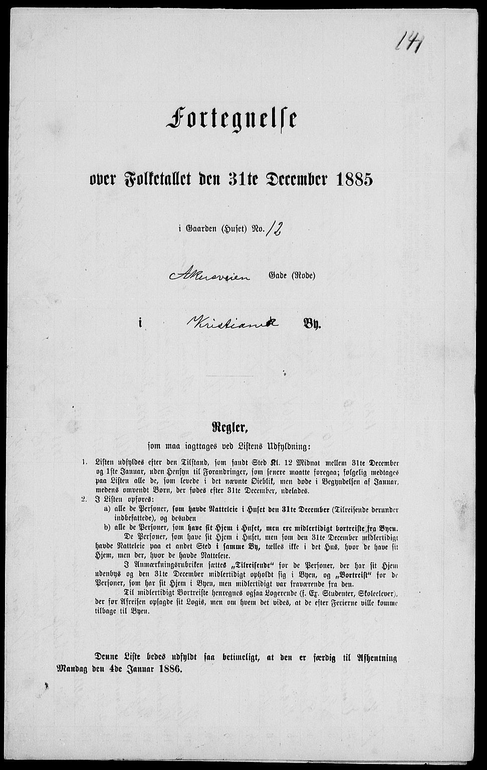 RA, 1885 census for 0301 Kristiania, 1885, p. 4905