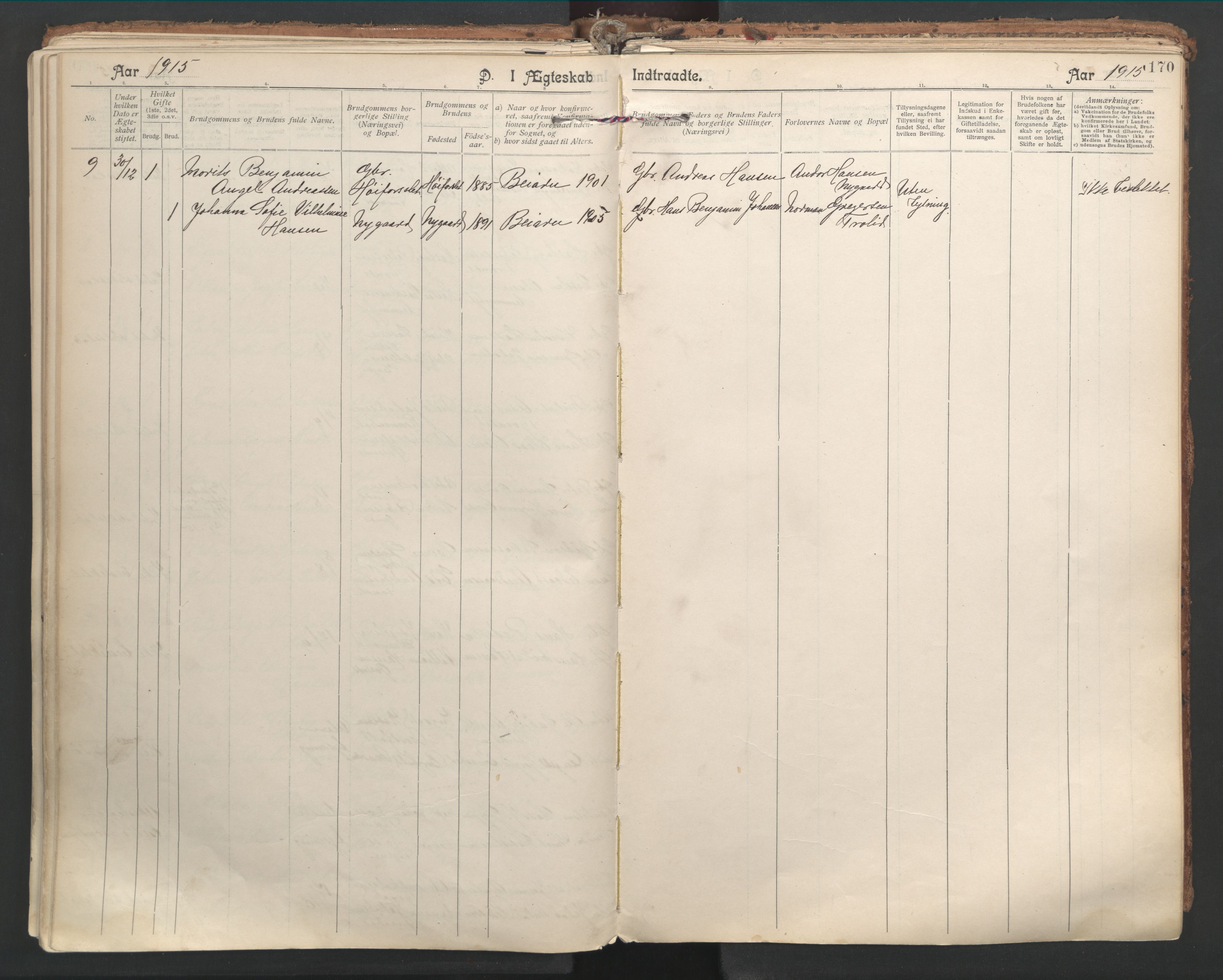 Ministerialprotokoller, klokkerbøker og fødselsregistre - Nordland, AV/SAT-A-1459/846/L0647: Parish register (official) no. 846A05, 1902-1915, p. 170