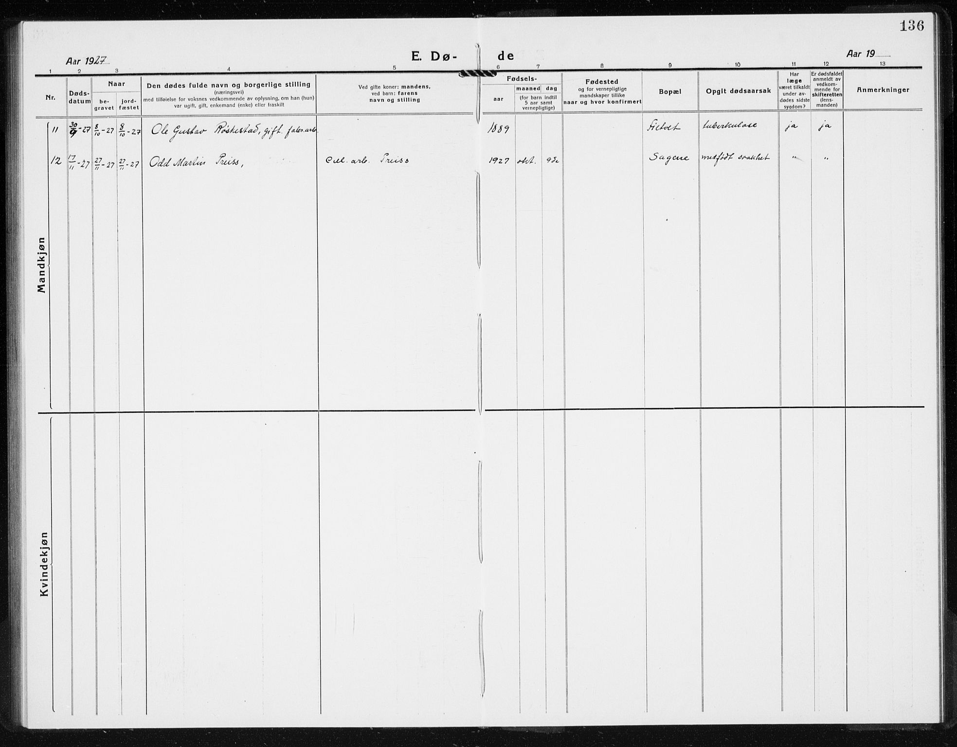 Hurum kirkebøker, SAKO/A-229/G/Gb/L0001: Parish register (copy) no. II 1, 1917-1934, p. 136