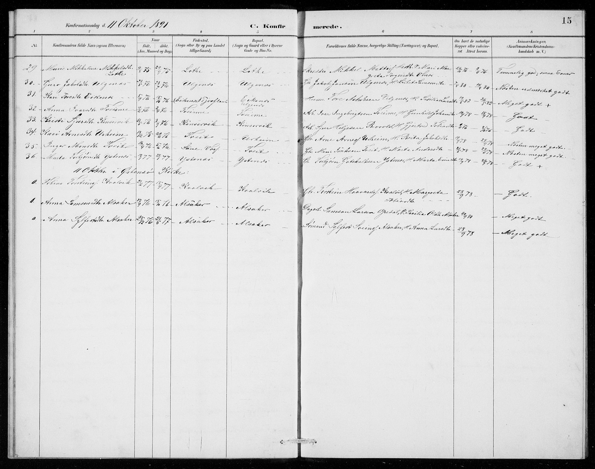 Ullensvang sokneprestembete, SAB/A-78701/H/Hab: Parish register (copy) no. E  8, 1887-1923, p. 15