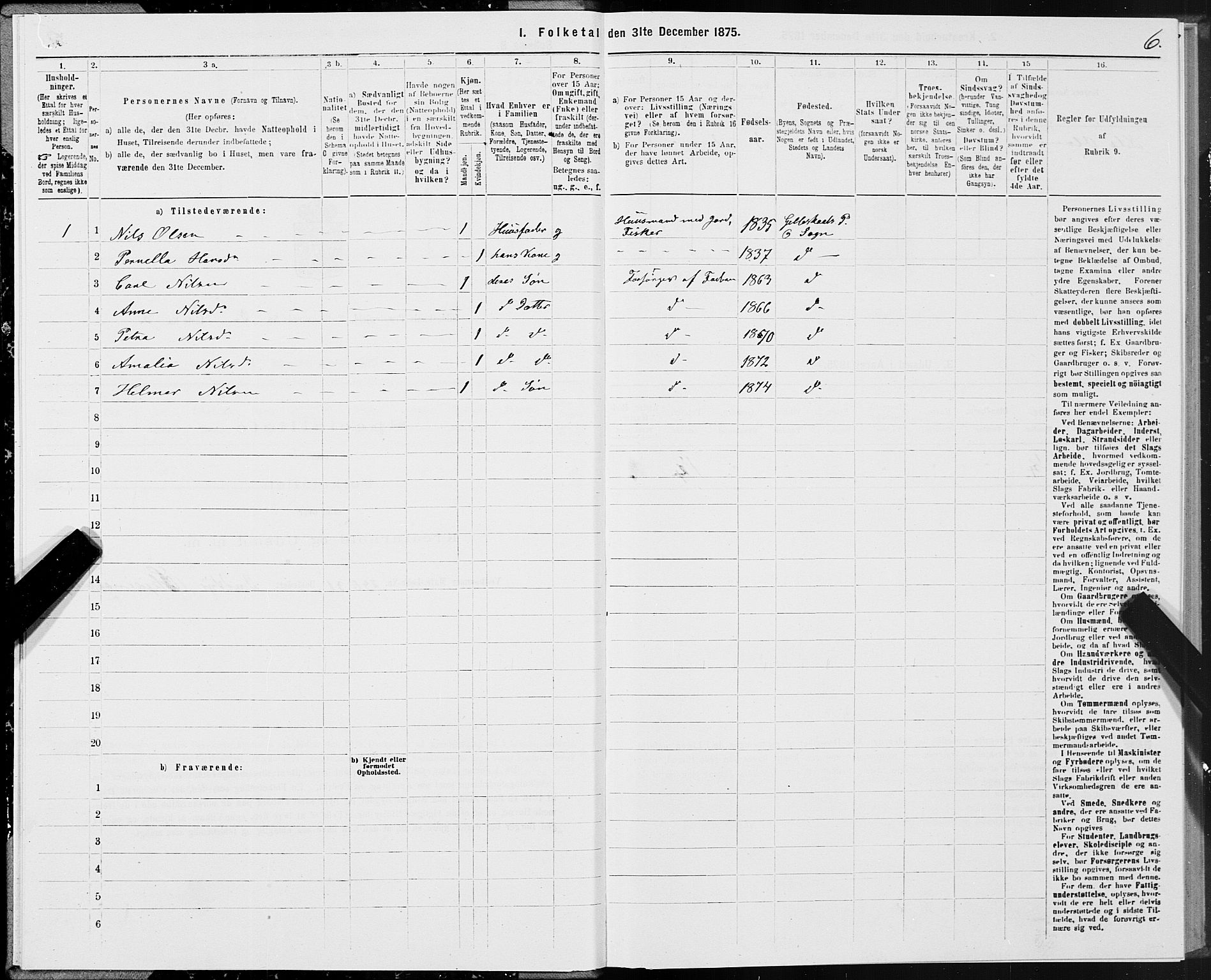 SAT, 1875 census for 1838P Gildeskål, 1875, p. 2006