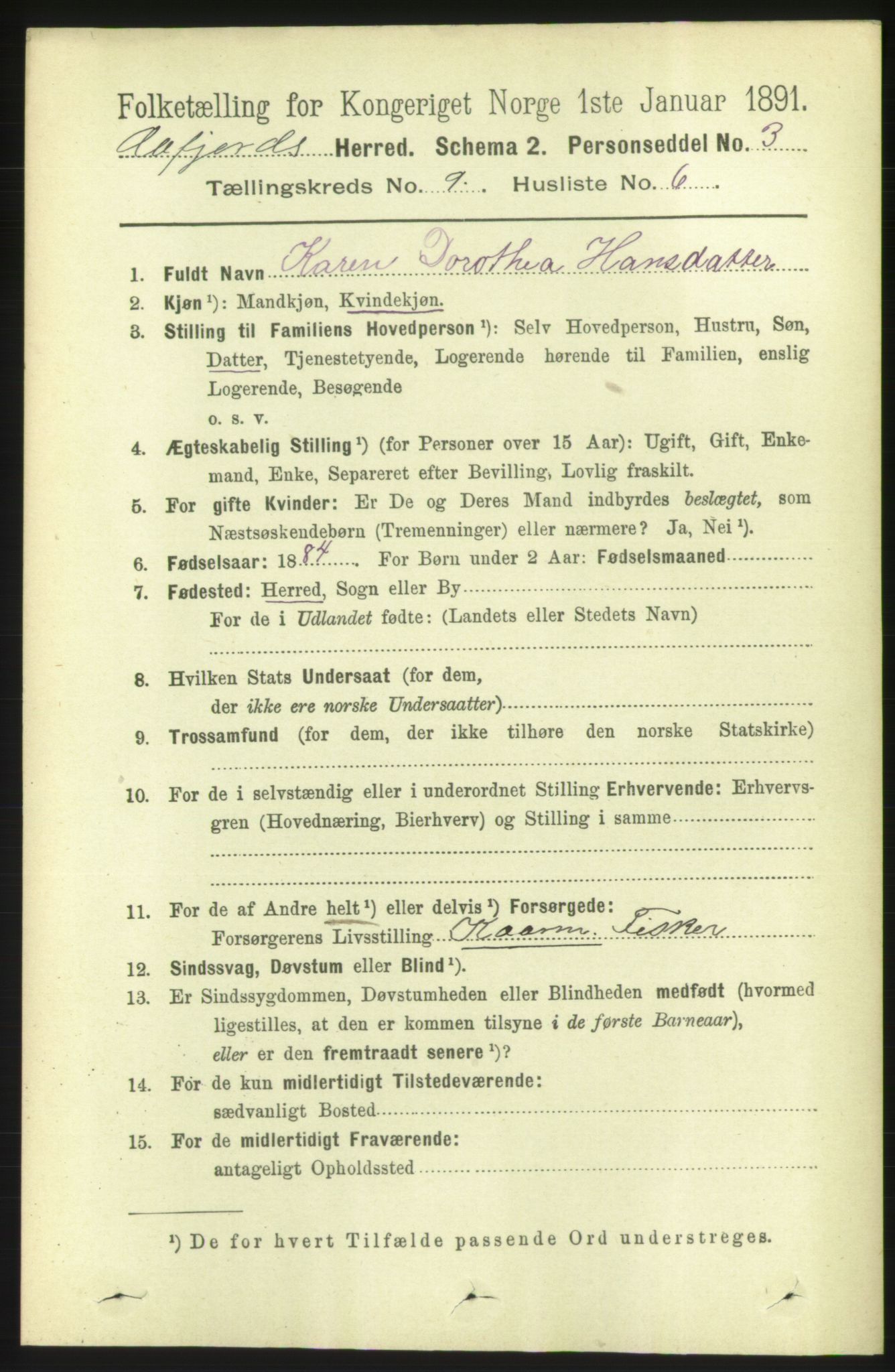 RA, 1891 census for 1630 Åfjord, 1891, p. 2482