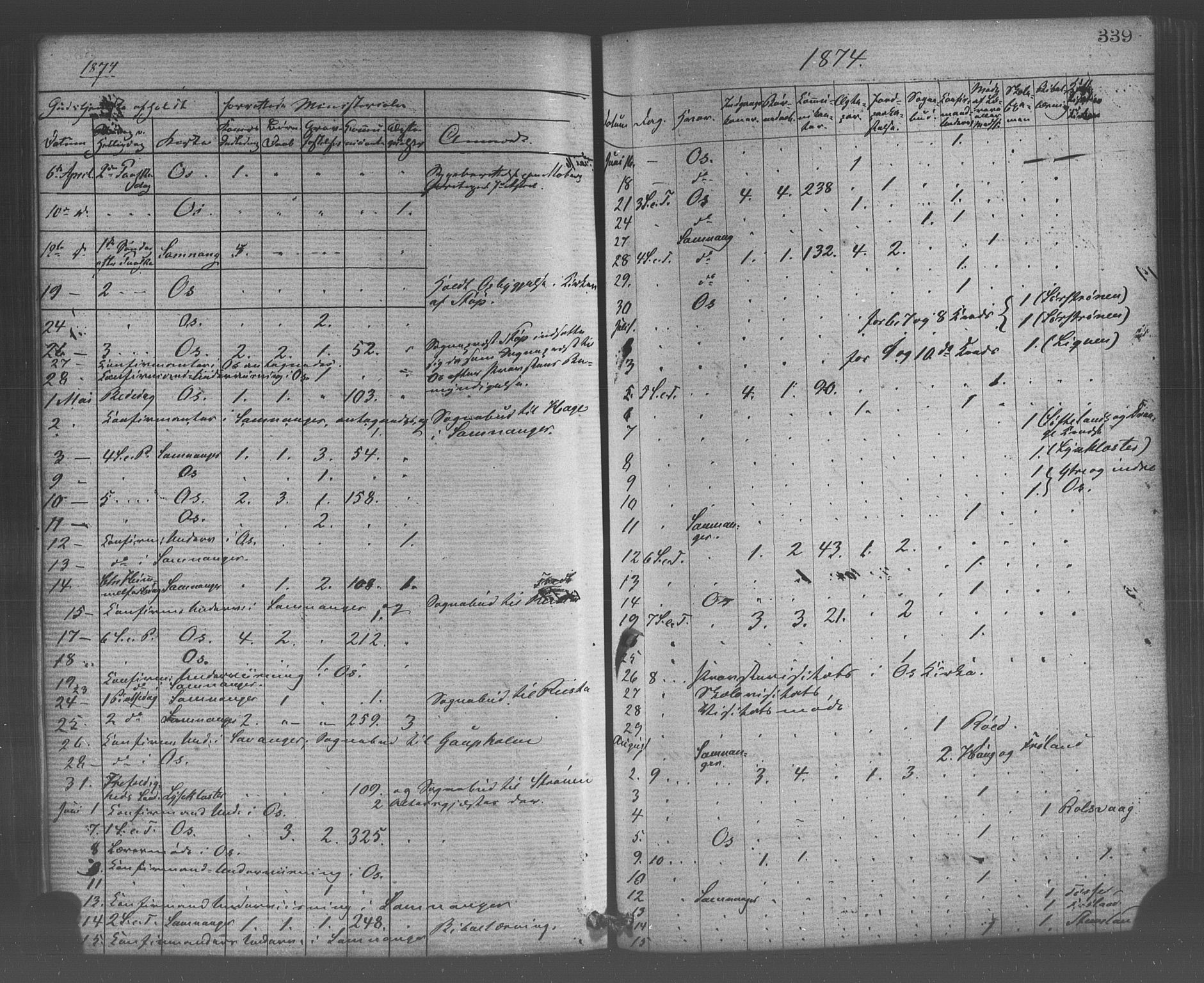 Os sokneprestembete, AV/SAB-A-99929: Parish register (official) no. A 18, 1874-1884, p. 339