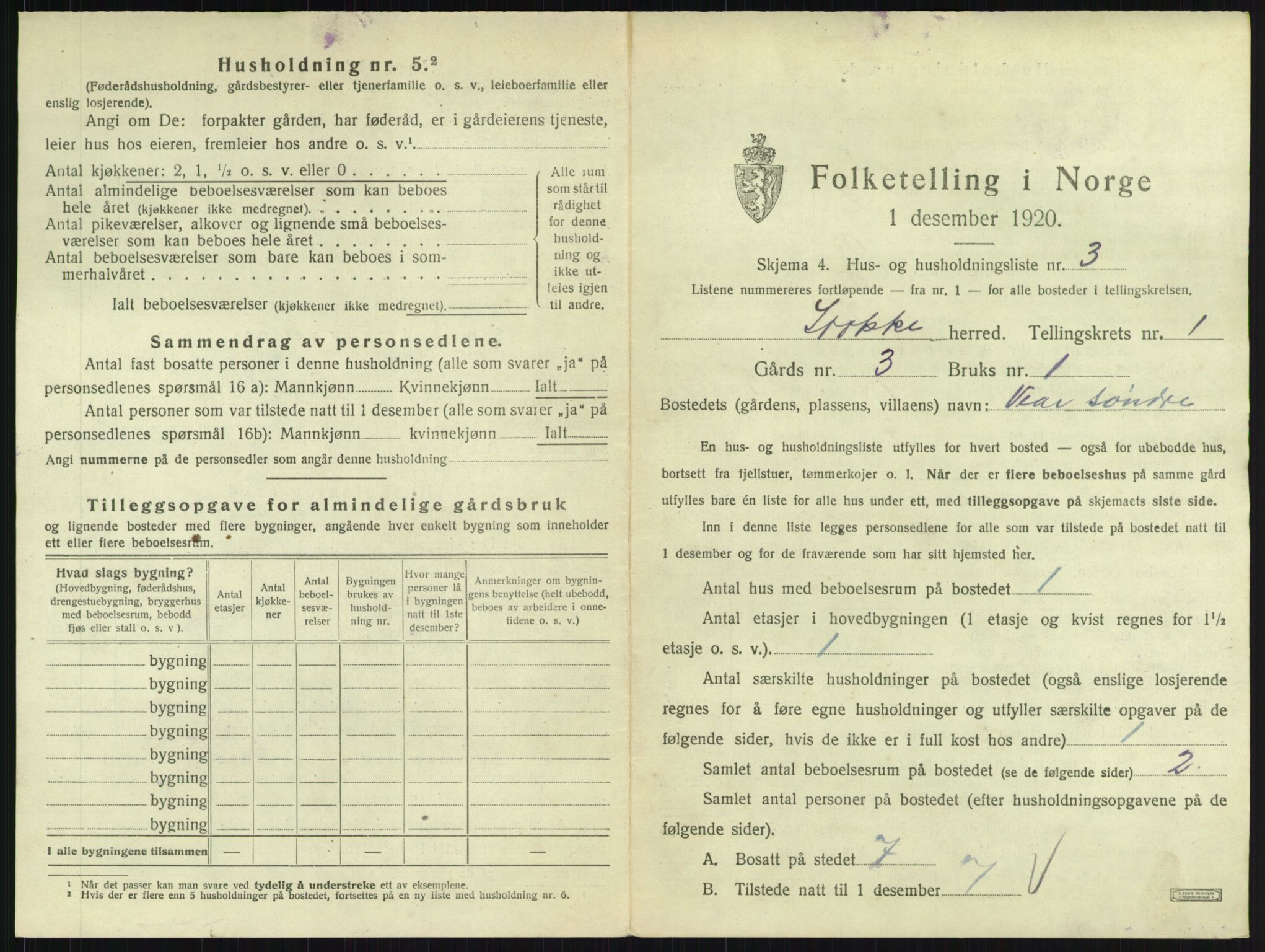 SAKO, 1920 census for Stokke, 1920, p. 55