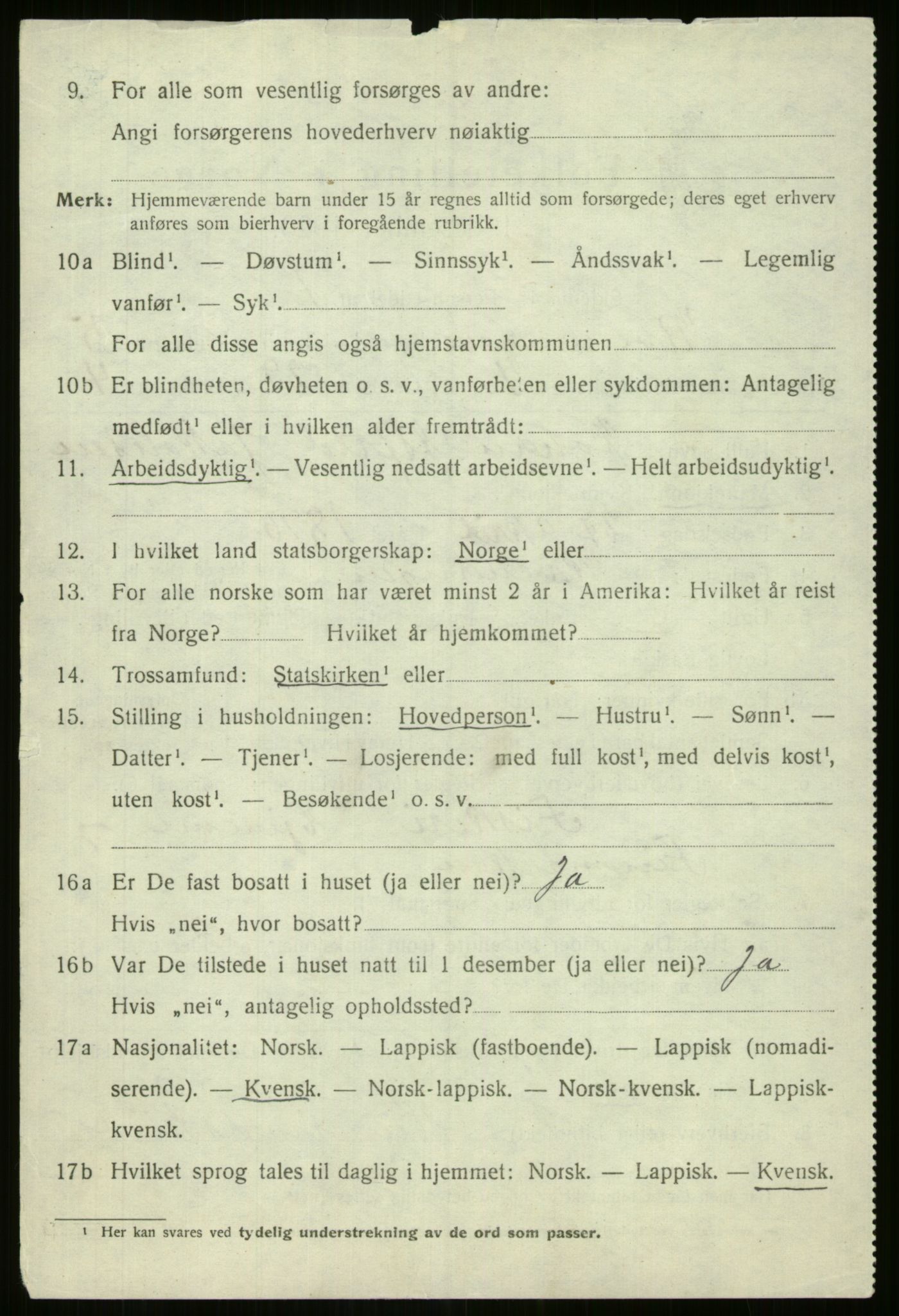 SATØ, 1920 census for Kvænangen, 1920, p. 3075