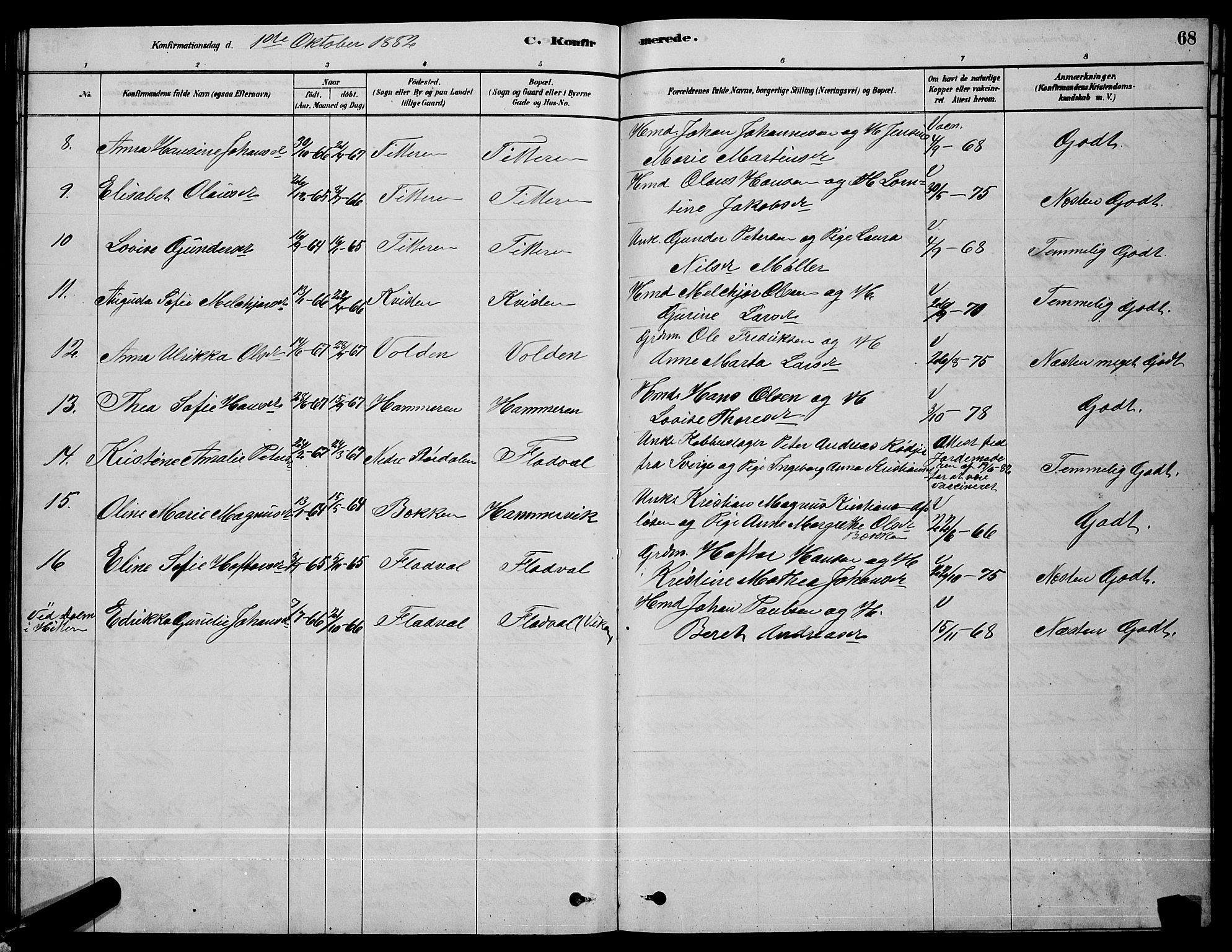 Ministerialprotokoller, klokkerbøker og fødselsregistre - Sør-Trøndelag, SAT/A-1456/641/L0597: Parish register (copy) no. 641C01, 1878-1893, p. 68
