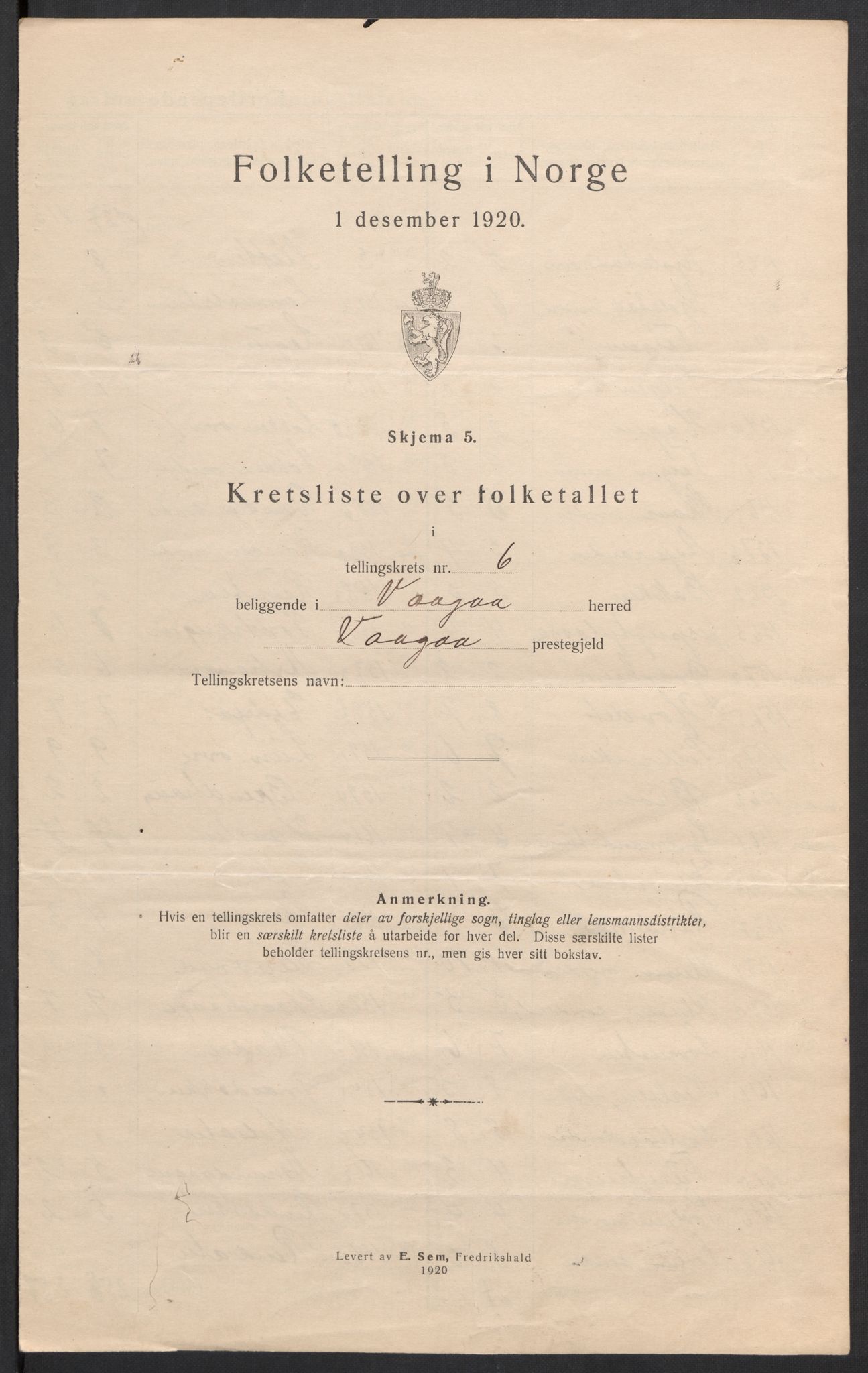 SAH, 1920 census for Vågå, 1920, p. 23