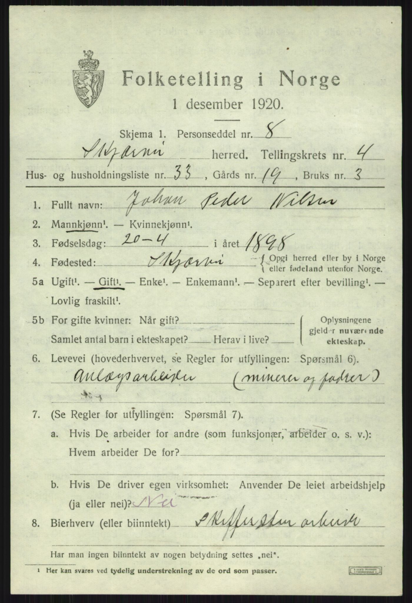 SATØ, 1920 census for Skjervøy, 1920, p. 2875