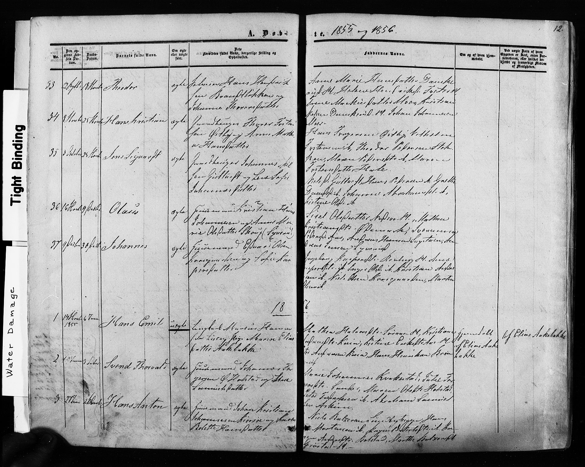 Ås prestekontor Kirkebøker, AV/SAO-A-10894/F/Fa/L0007: Parish register (official) no. I 7, 1854-1870, p. 12