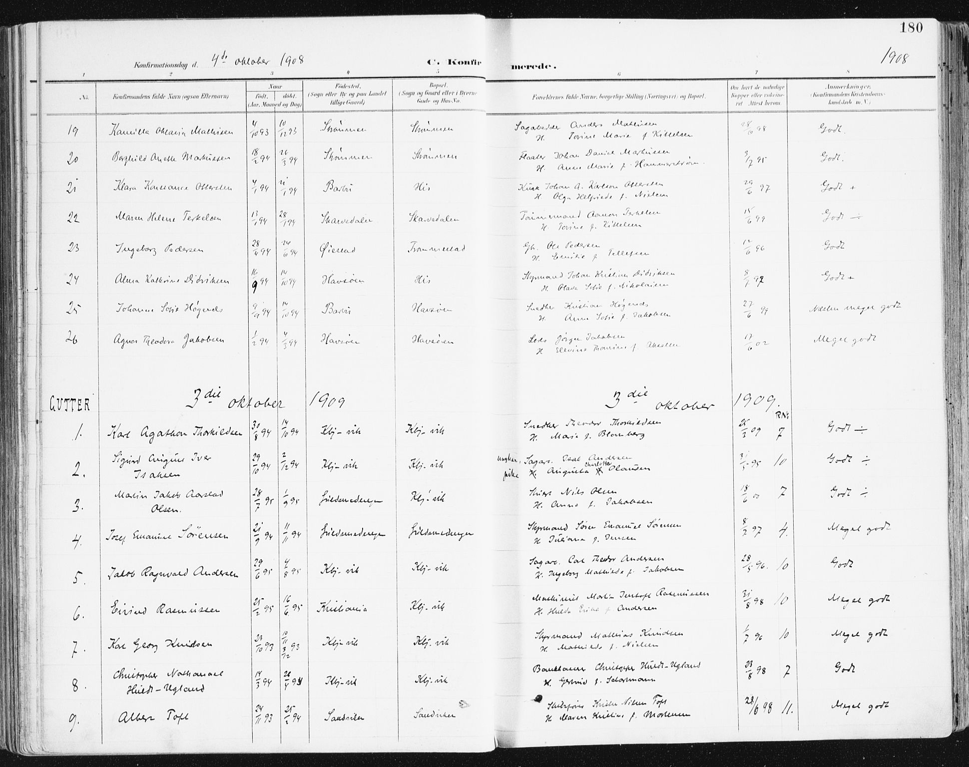Hisøy sokneprestkontor, SAK/1111-0020/F/Fa/L0004: Parish register (official) no. A 4, 1895-1917, p. 180