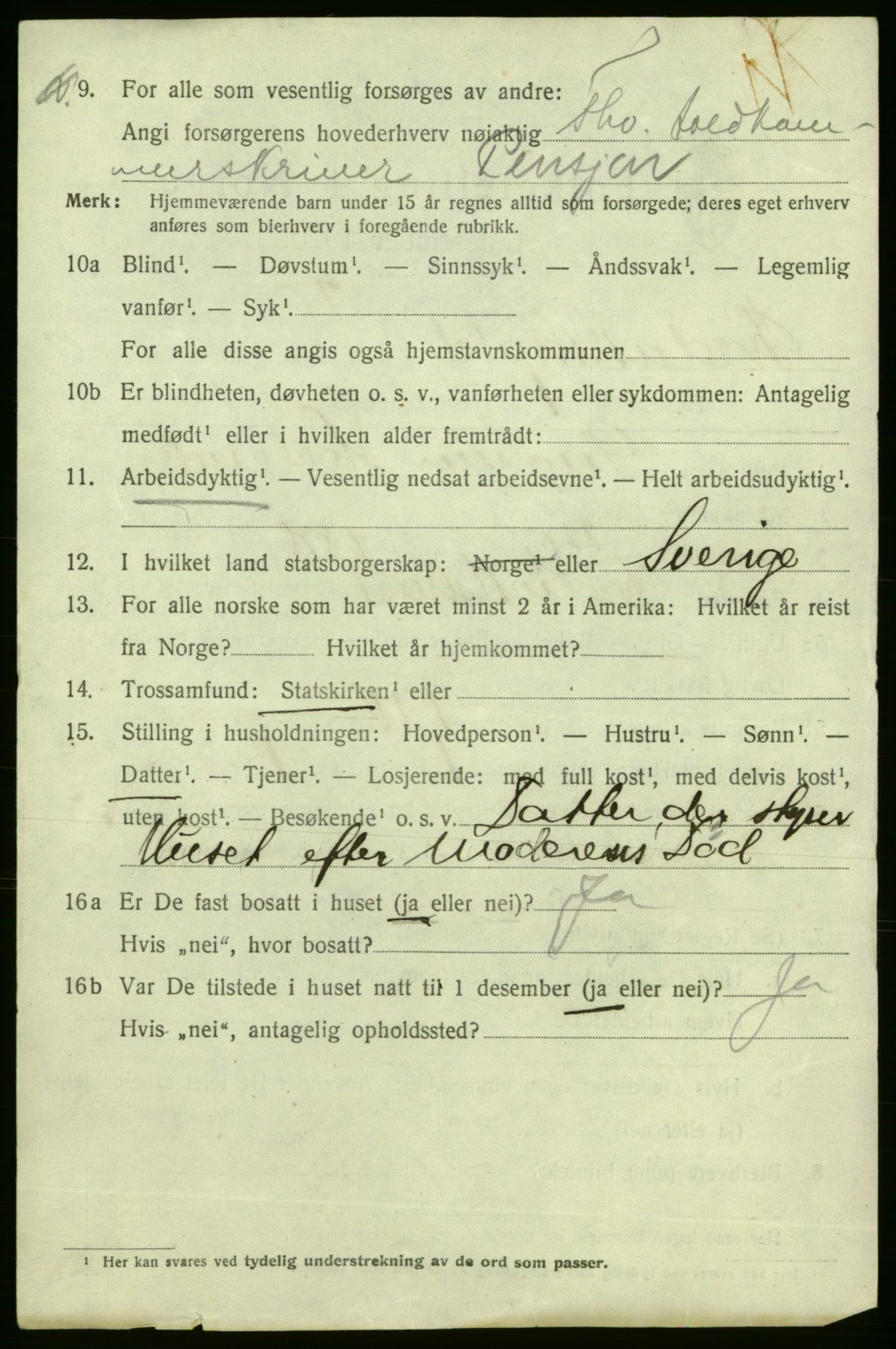 SAO, 1920 census for Fredrikshald, 1920, p. 9253