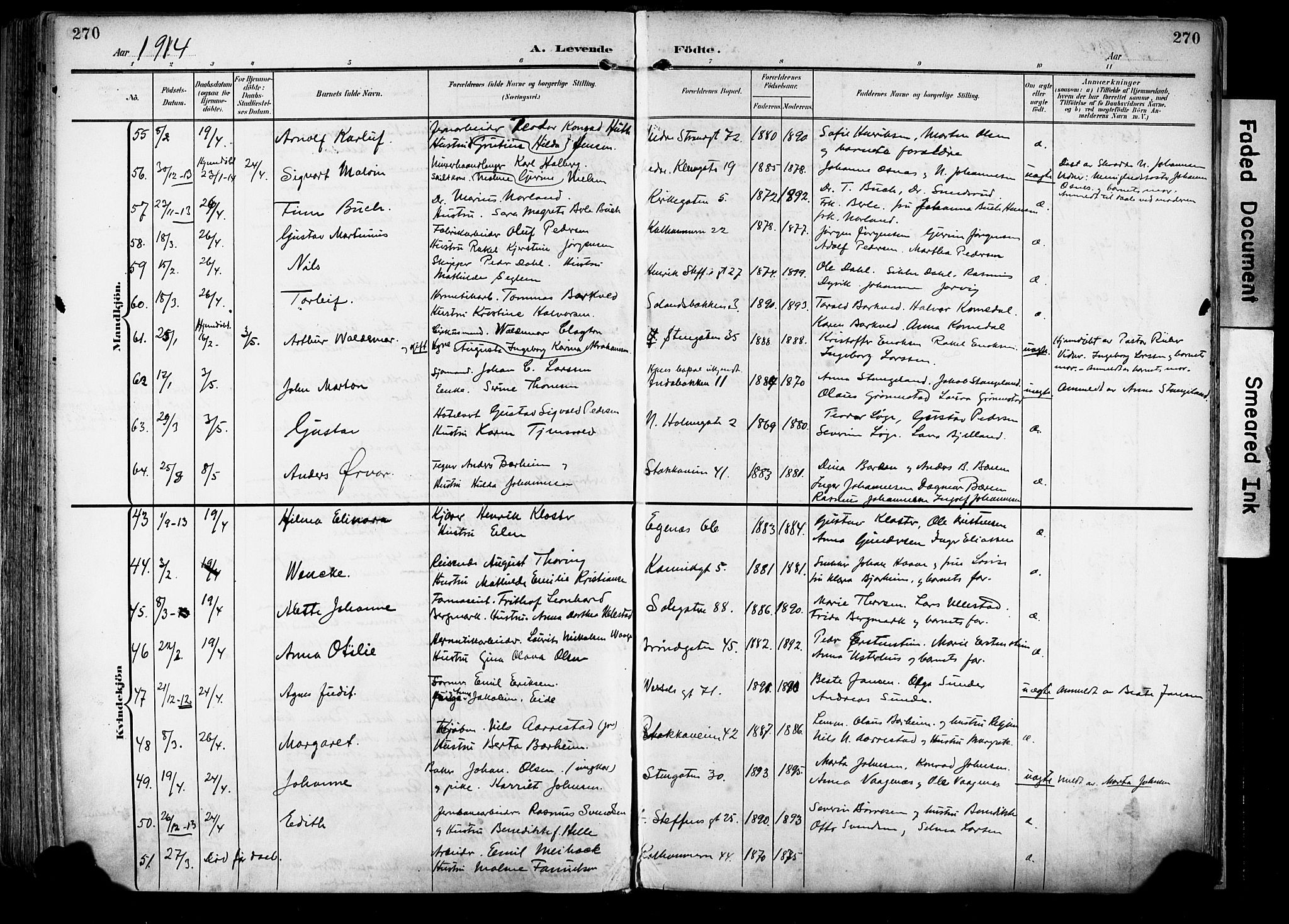 Domkirken sokneprestkontor, AV/SAST-A-101812/001/30/30BA/L0033: Parish register (official) no. A 32, 1903-1915, p. 270