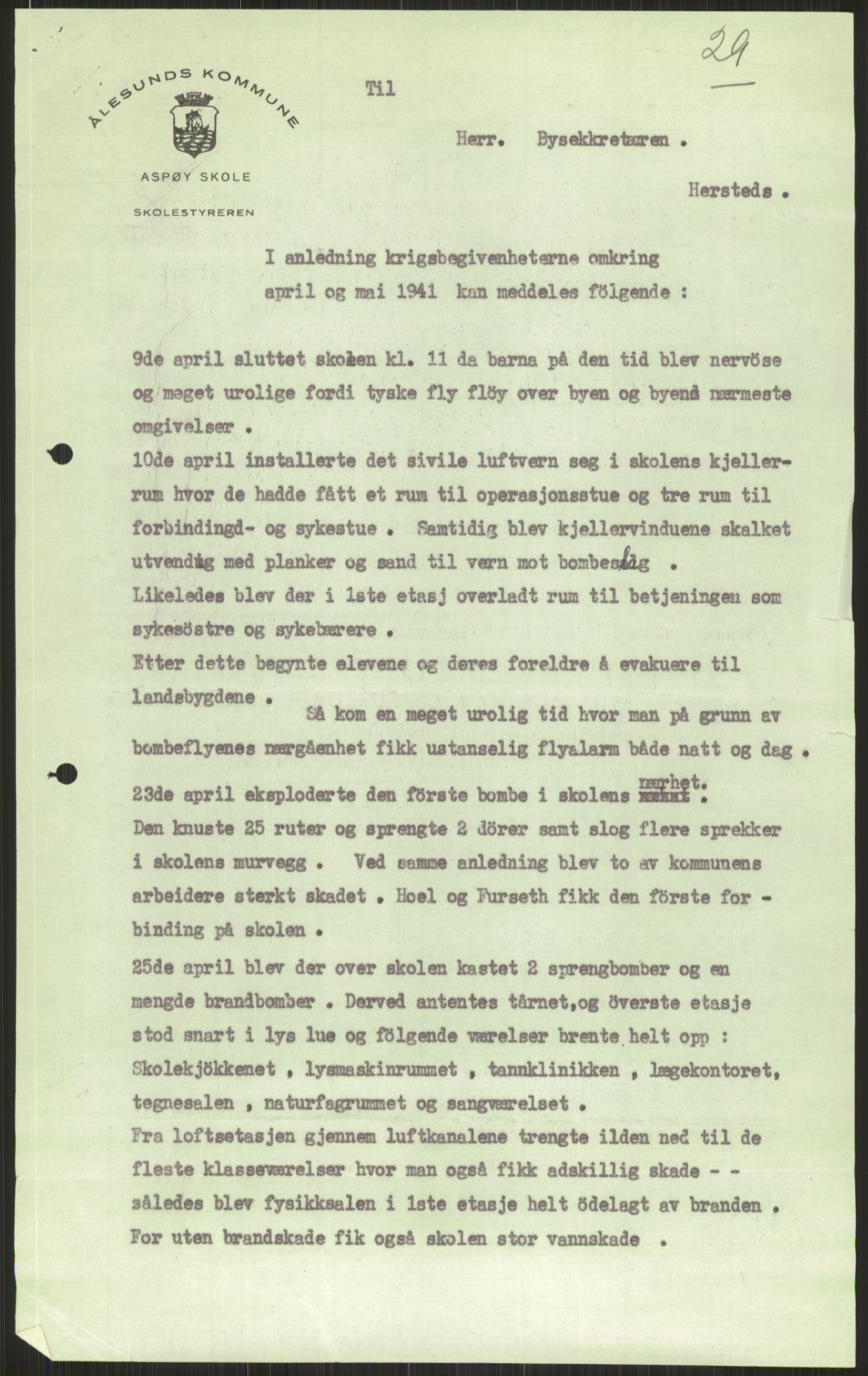 Forsvaret, Forsvarets krigshistoriske avdeling, AV/RA-RAFA-2017/Y/Ya/L0015: II-C-11-31 - Fylkesmenn.  Rapporter om krigsbegivenhetene 1940., 1940, p. 941