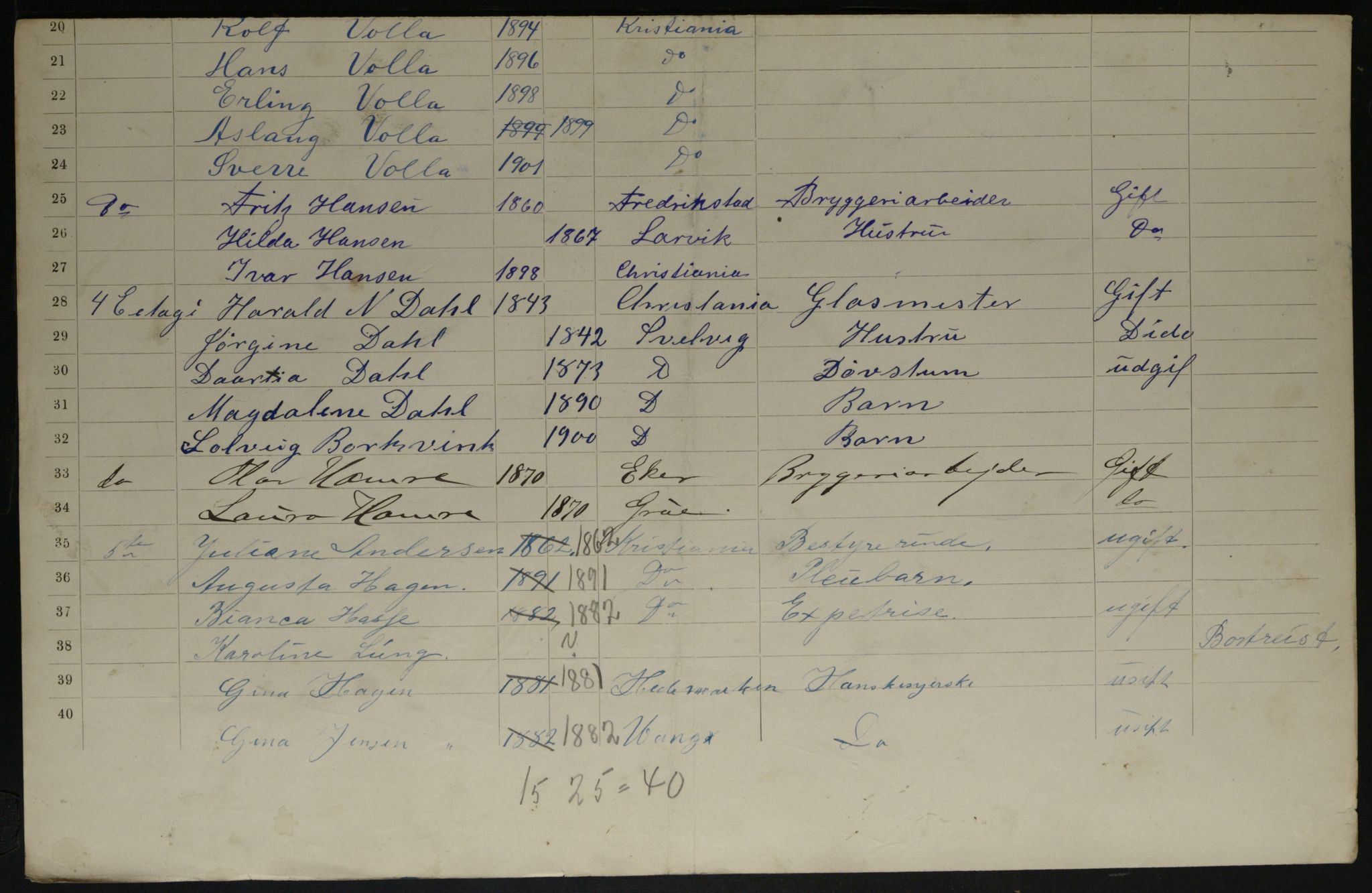 OBA, Municipal Census 1901 for Kristiania, 1901, p. 13994