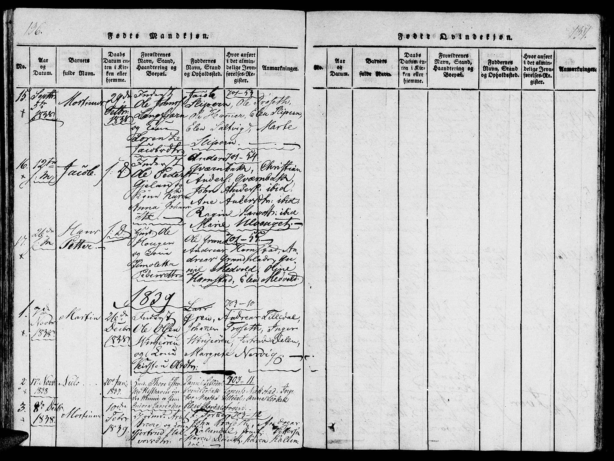 Ministerialprotokoller, klokkerbøker og fødselsregistre - Nord-Trøndelag, SAT/A-1458/733/L0322: Parish register (official) no. 733A01, 1817-1842, p. 136-137