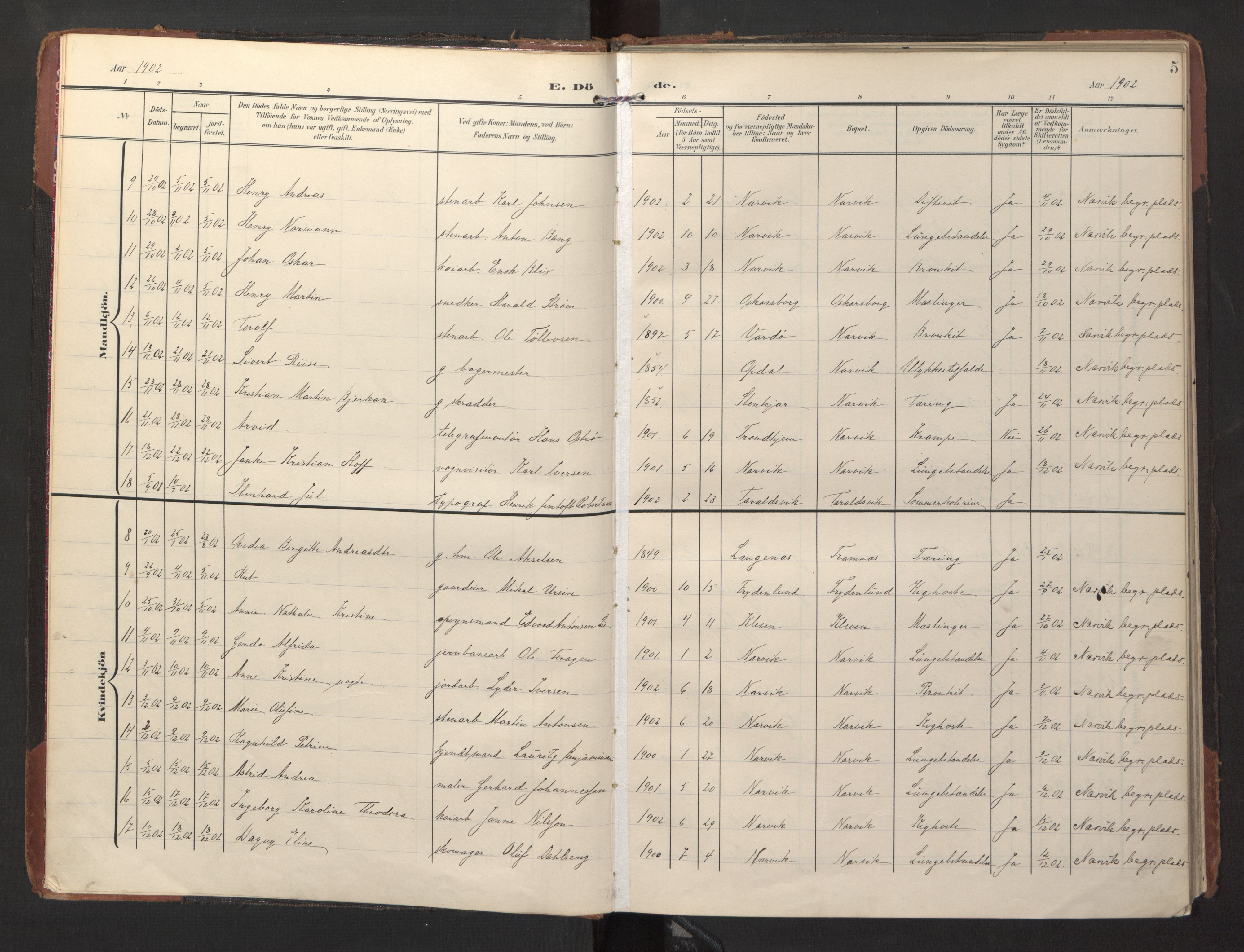 Ministerialprotokoller, klokkerbøker og fødselsregistre - Nordland, AV/SAT-A-1459/871/L1000: Parish register (official) no. 871A16, 1902-1925, p. 5