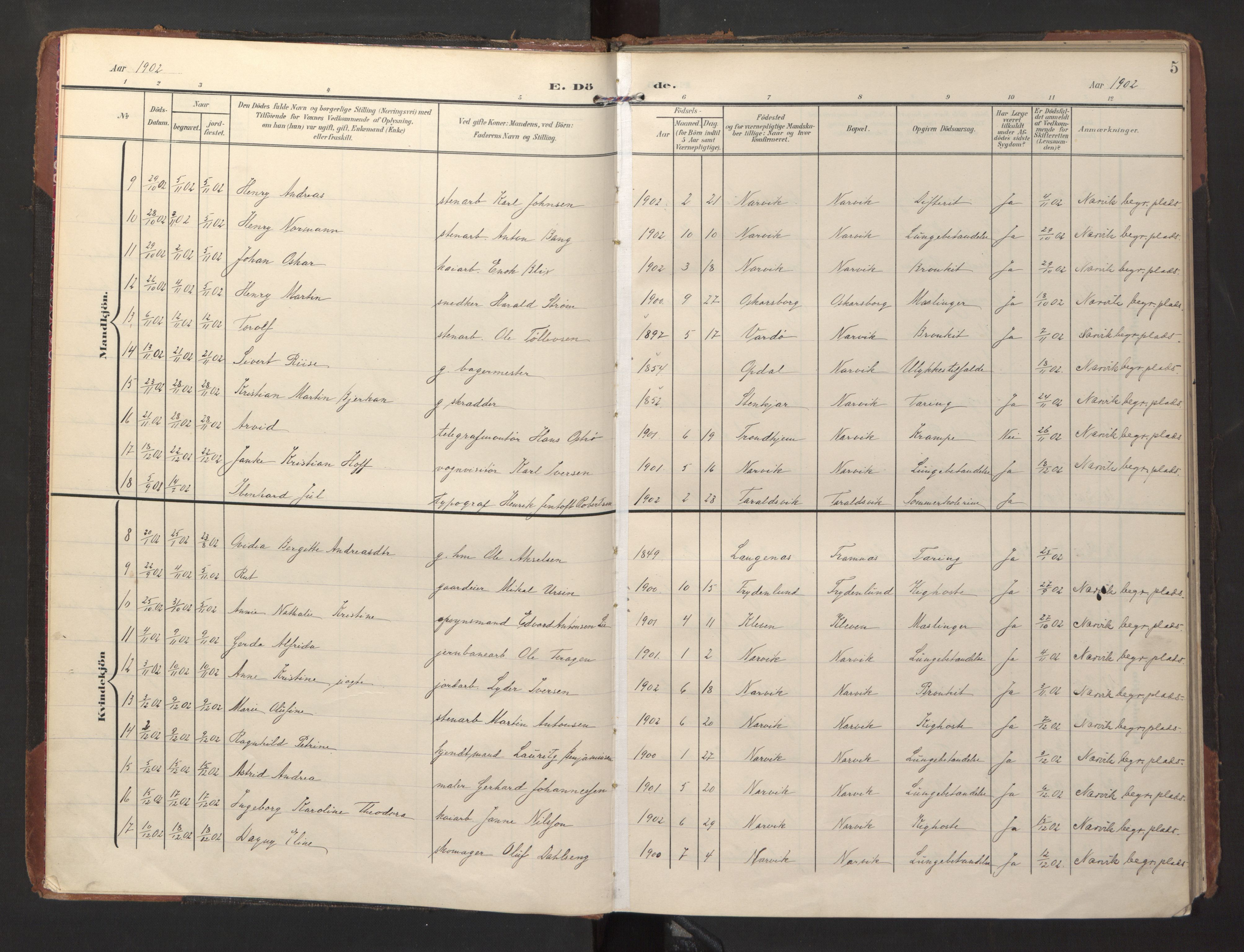 Ministerialprotokoller, klokkerbøker og fødselsregistre - Nordland, SAT/A-1459/871/L1000: Parish register (official) no. 871A16, 1902-1925, p. 5