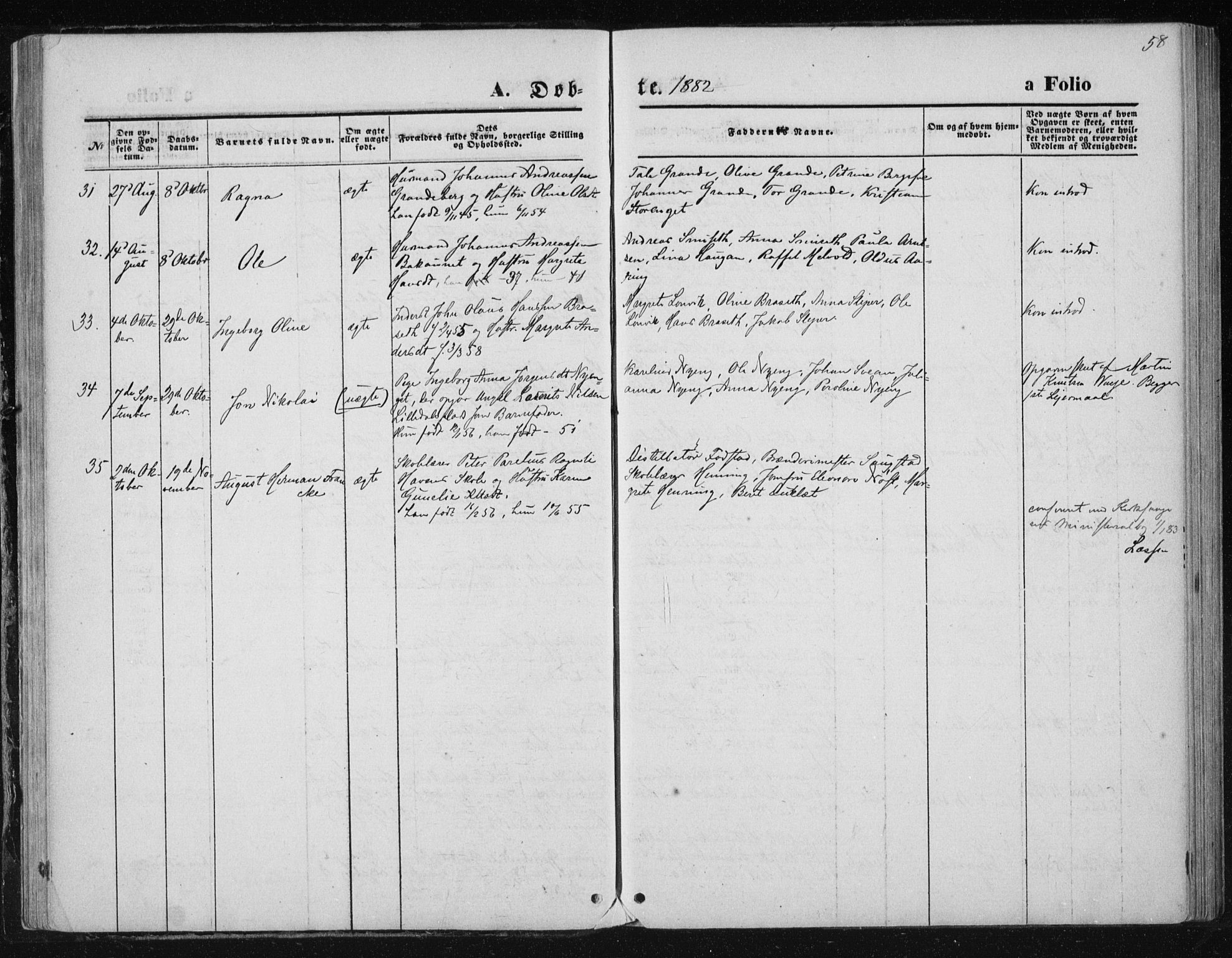 Ministerialprotokoller, klokkerbøker og fødselsregistre - Nord-Trøndelag, AV/SAT-A-1458/733/L0324: Parish register (official) no. 733A03, 1870-1883, p. 58