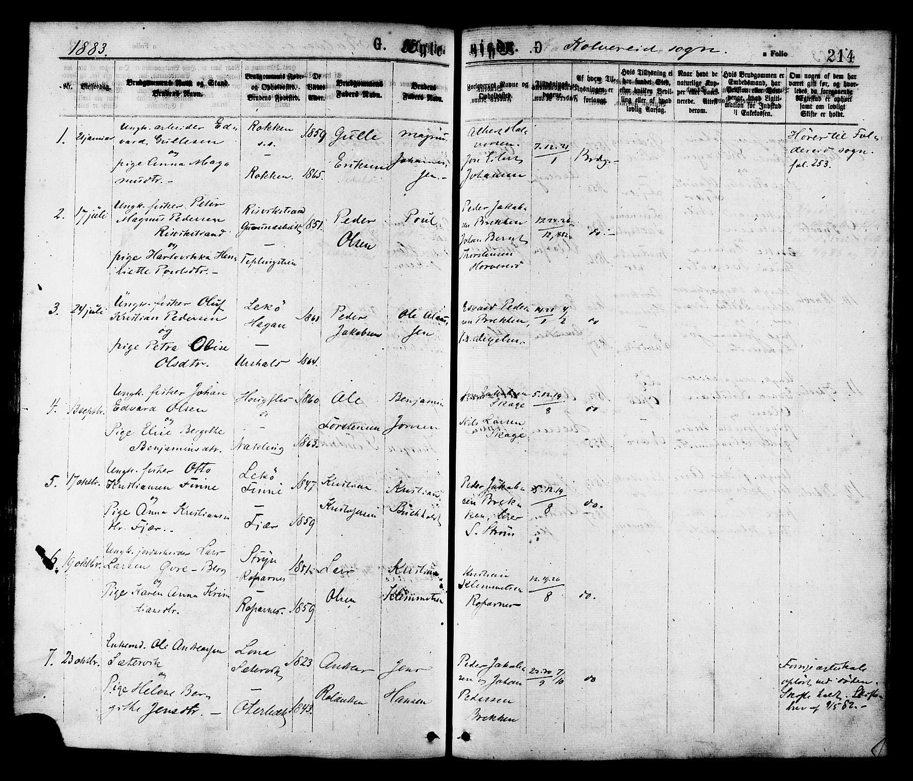 Ministerialprotokoller, klokkerbøker og fødselsregistre - Nord-Trøndelag, SAT/A-1458/780/L0642: Parish register (official) no. 780A07 /1, 1874-1885, p. 214